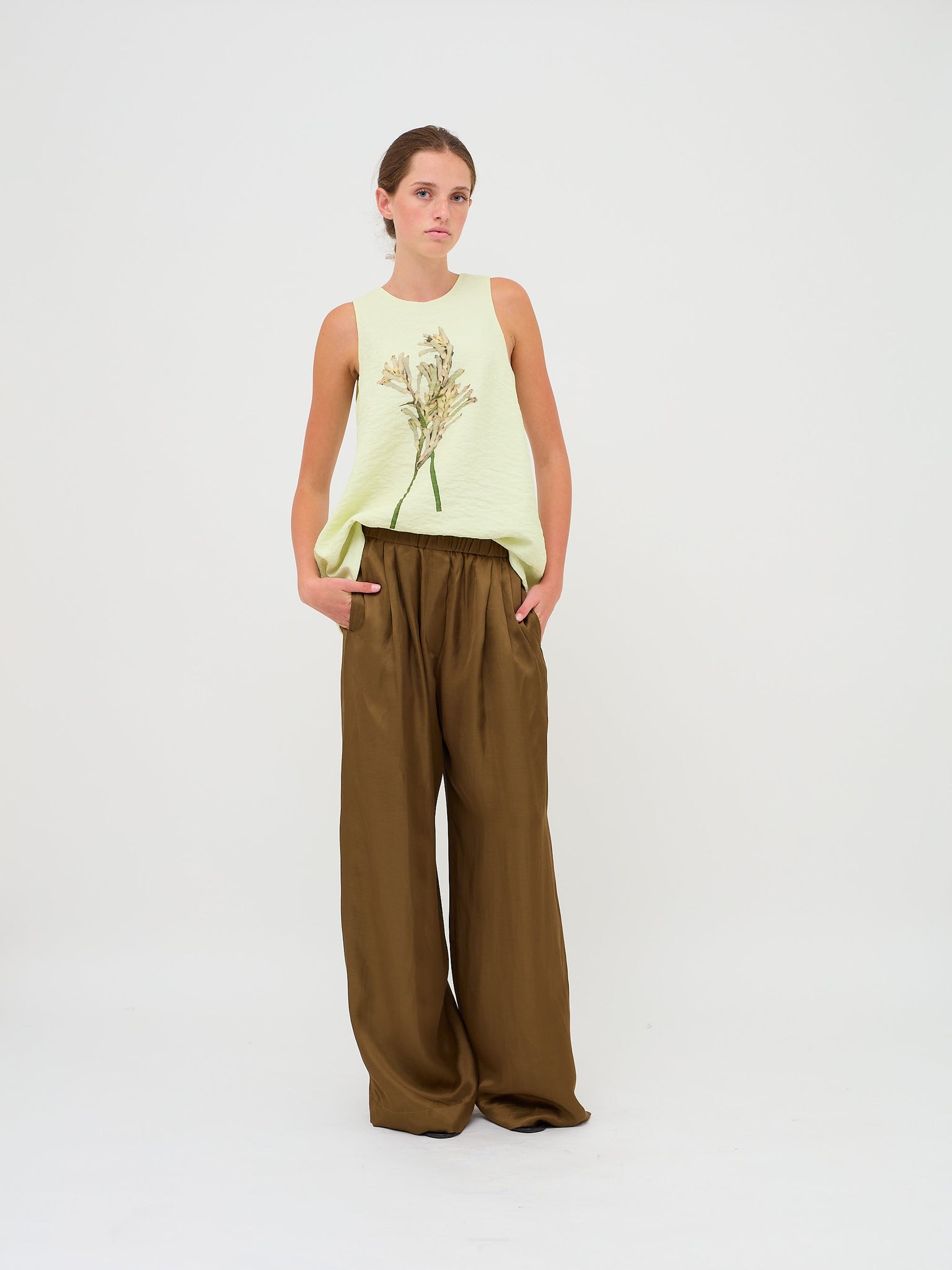 Prelah Long Wide Pants Sepia