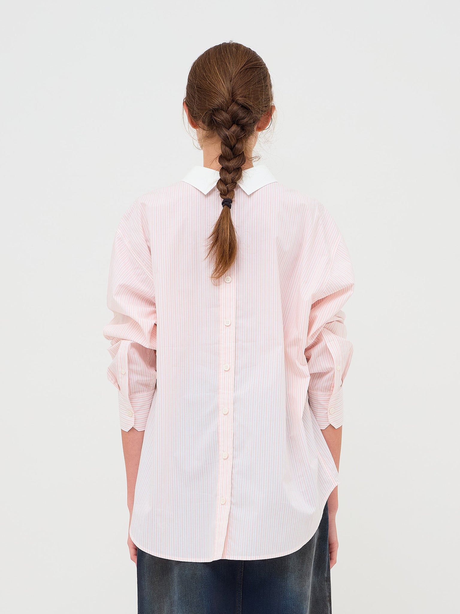 Stripe Shirt Salmon Pink White