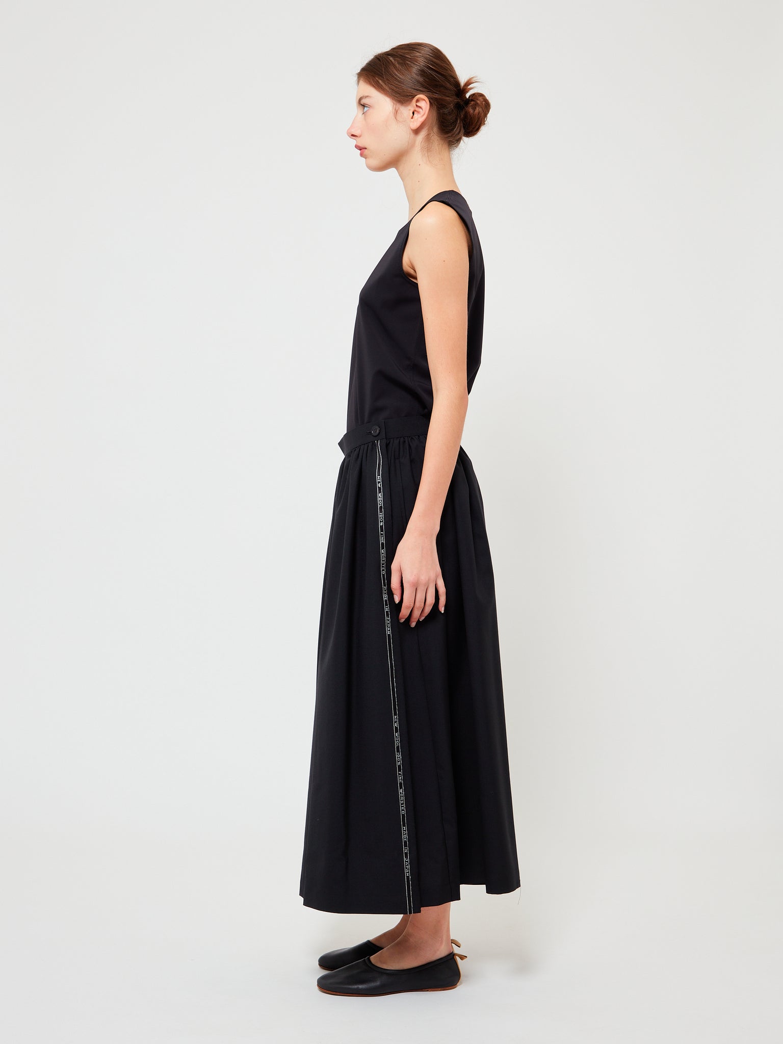 Gathered Wool Skirt Black