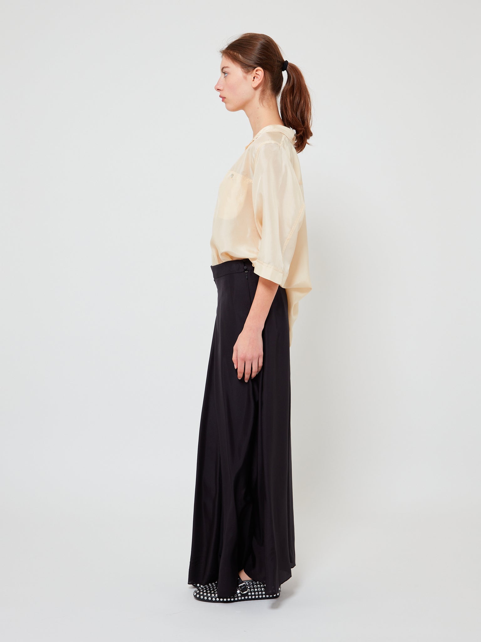 Habotai Silk Skirt Nero