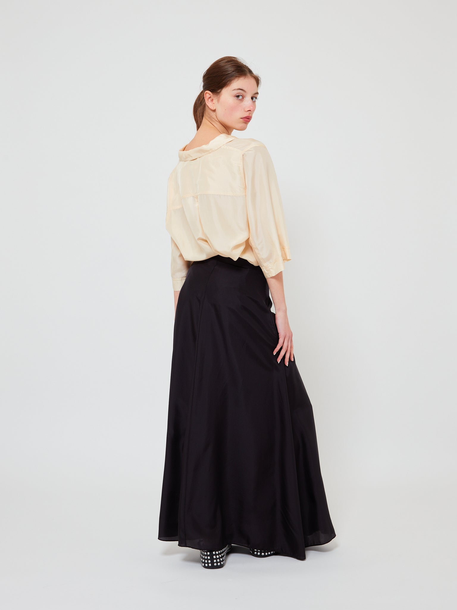 Habotai Silk Skirt Nero