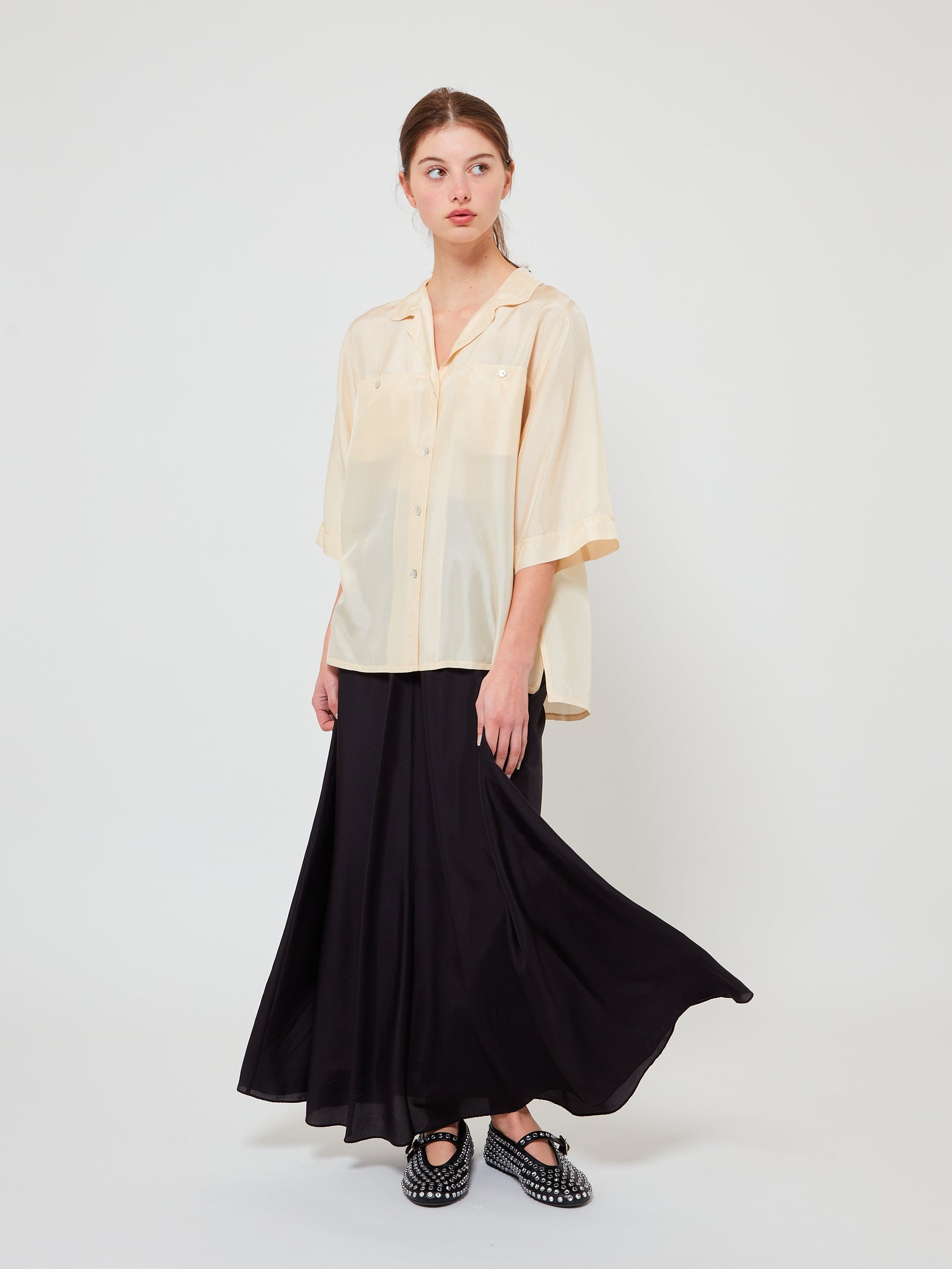 Habotai Silk Skirt Nero