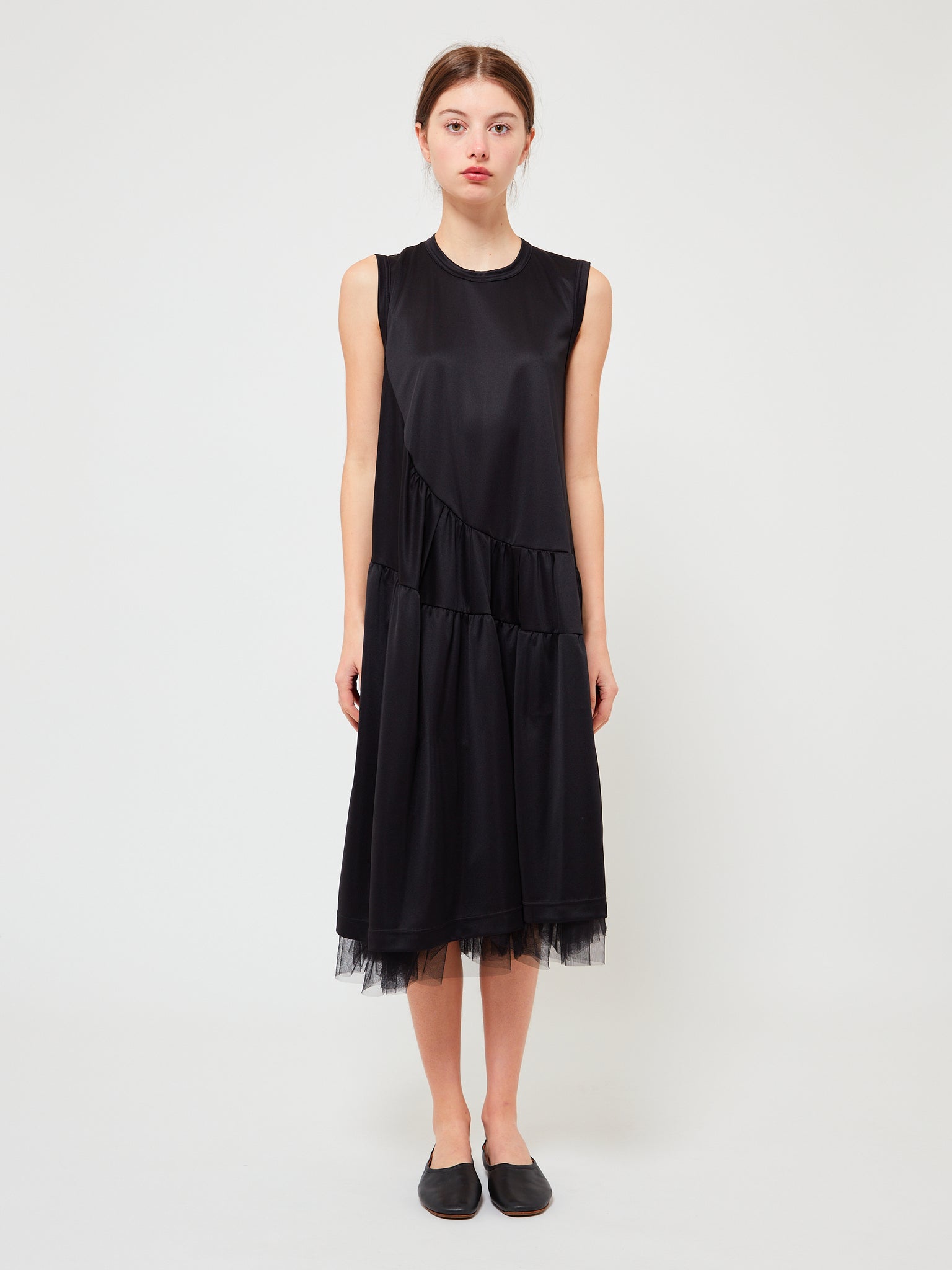 Sleeveless Dress with Tulle Black