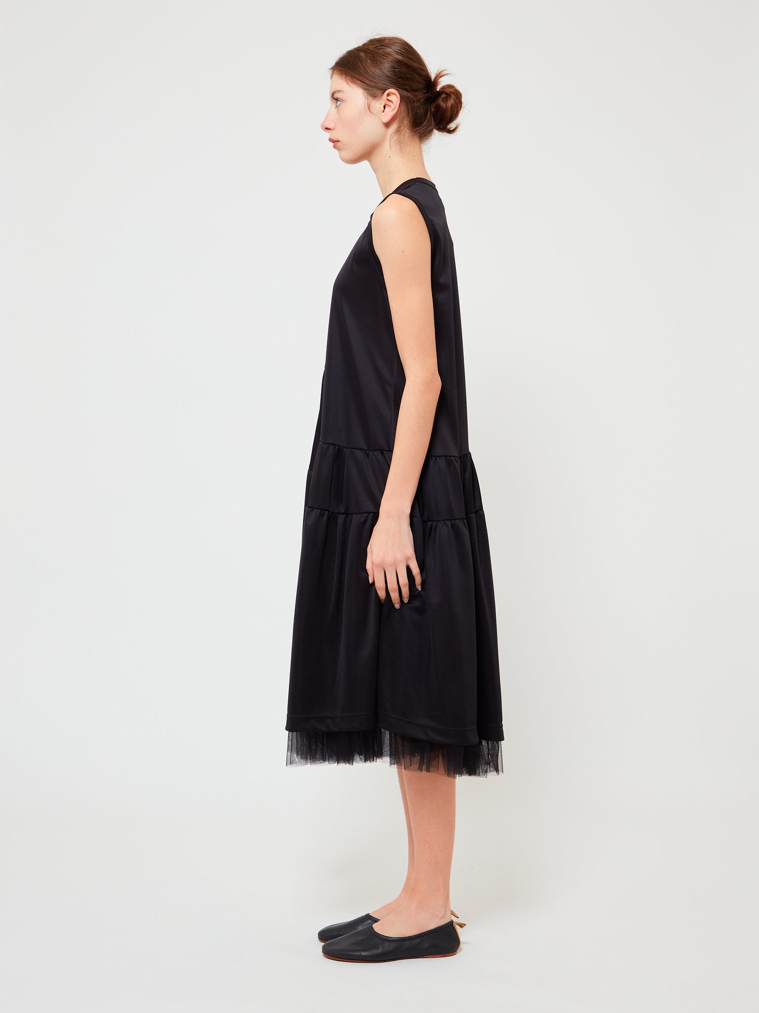 Sleeveless Dress with Tulle Black