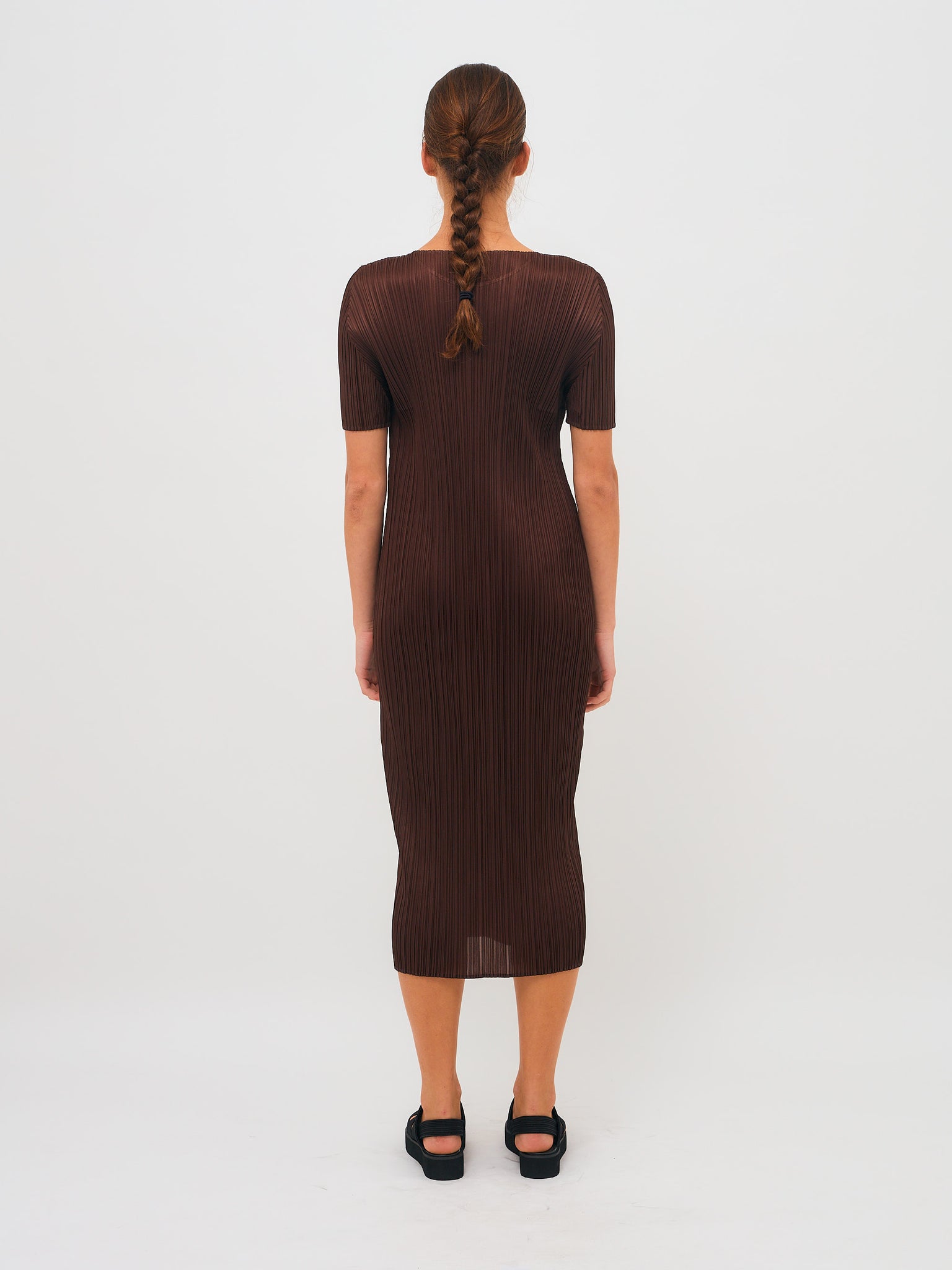 Pleat Dress Brown