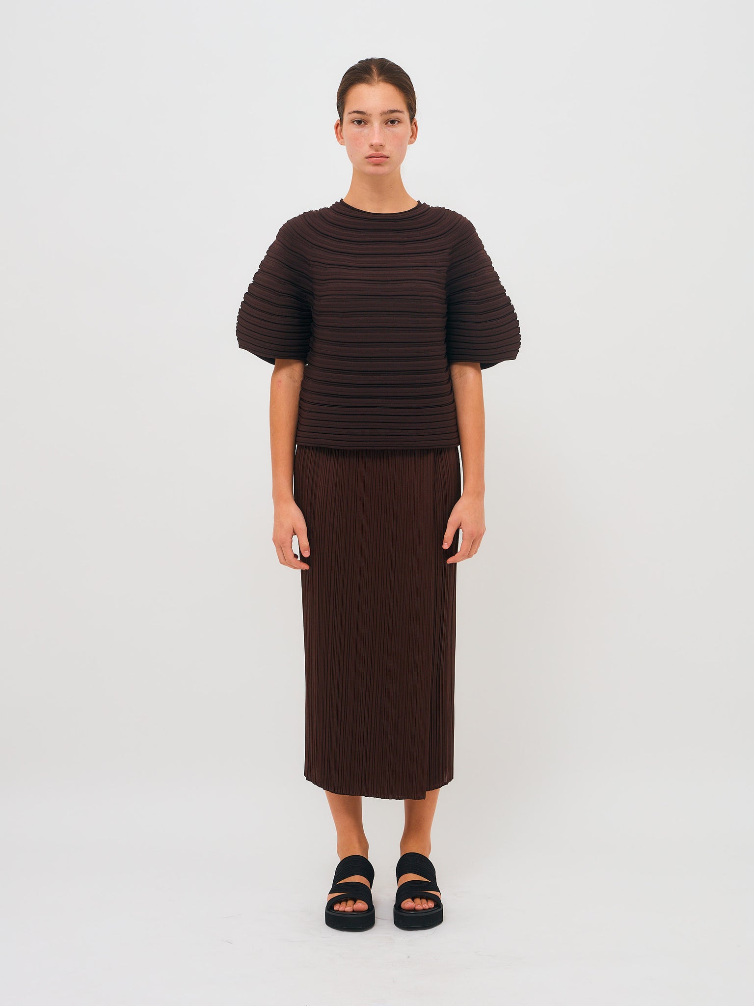 Fold Skirt Brown