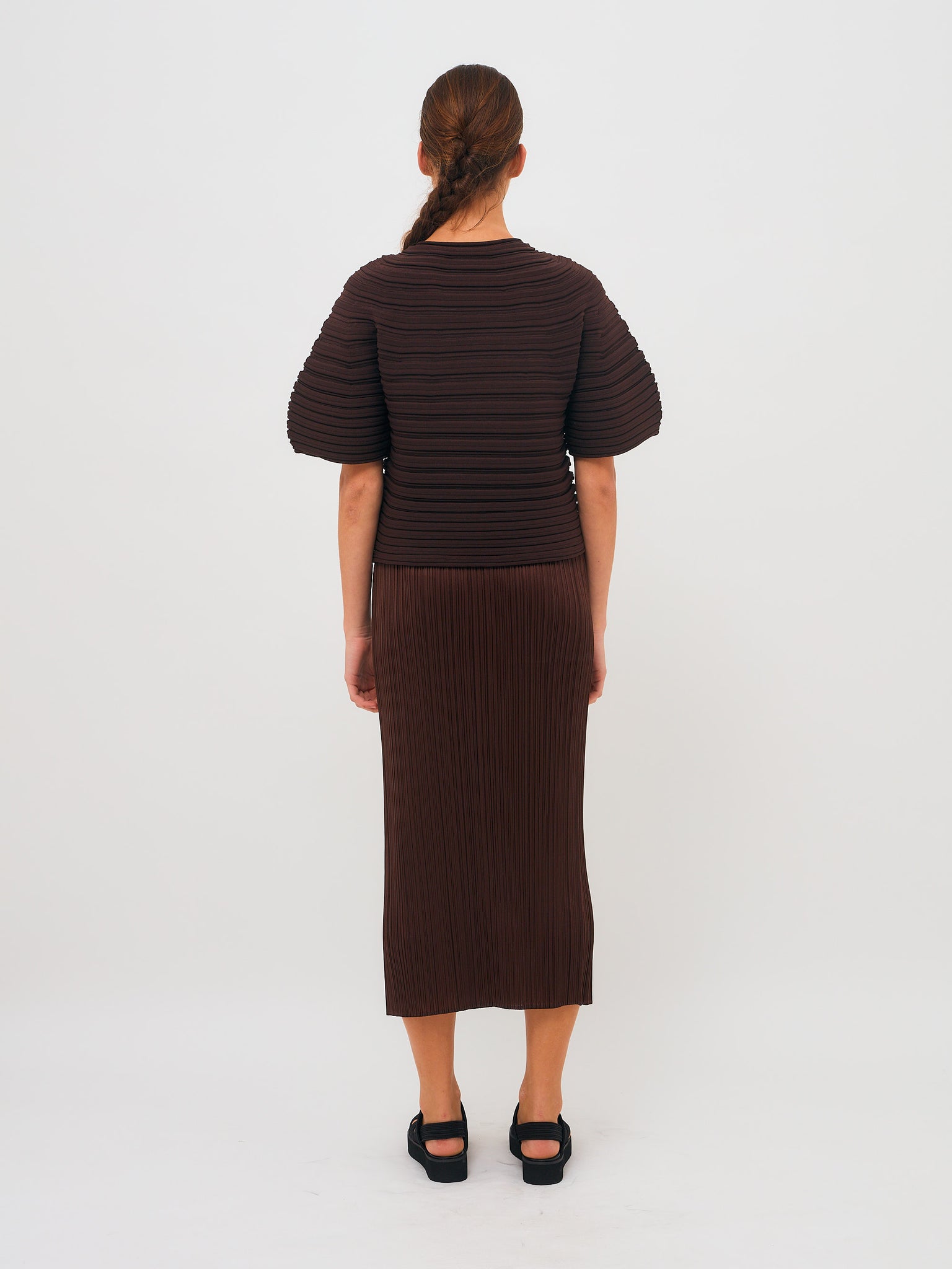 Fold Skirt Brown