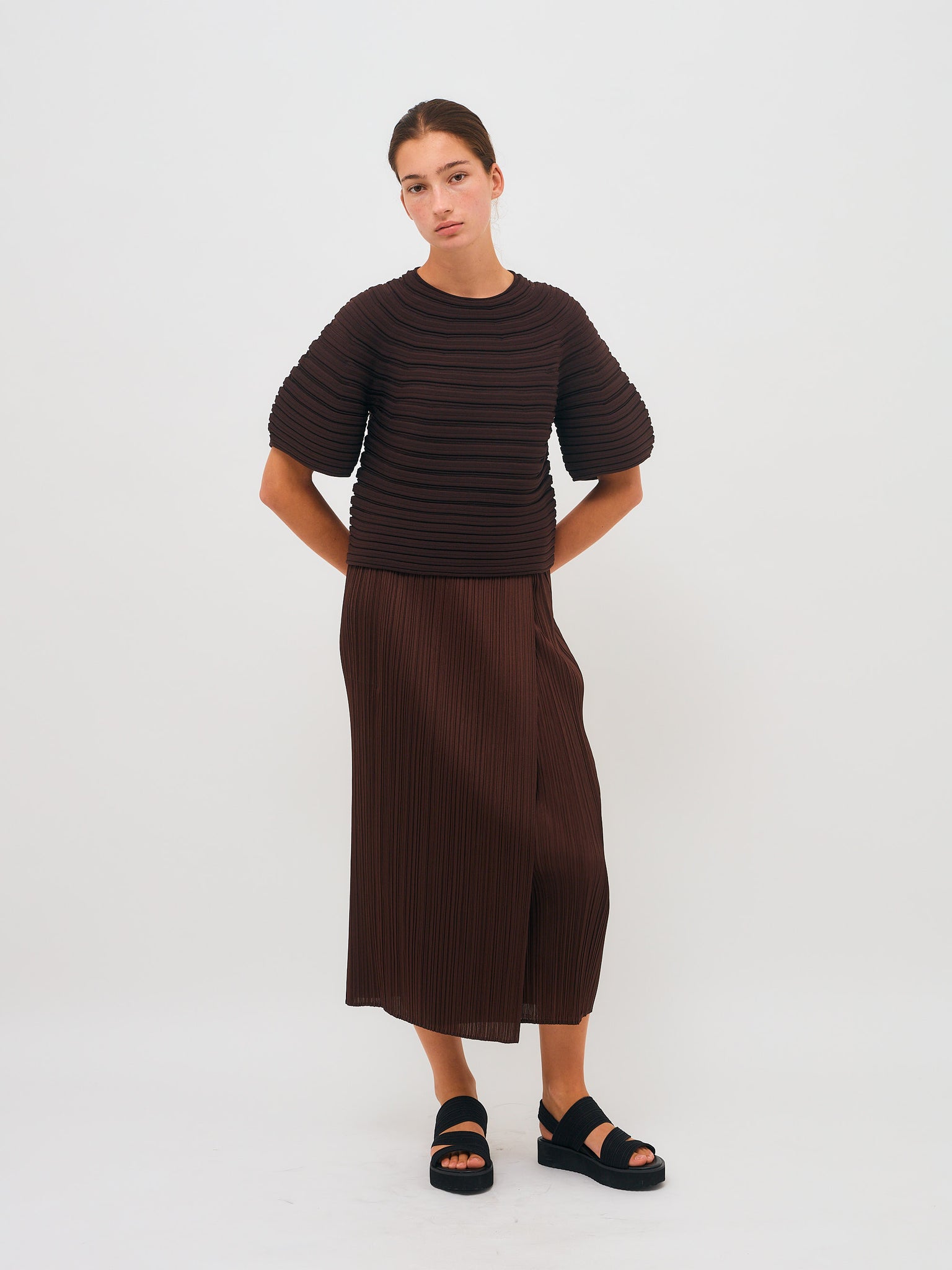 Fold Skirt Brown