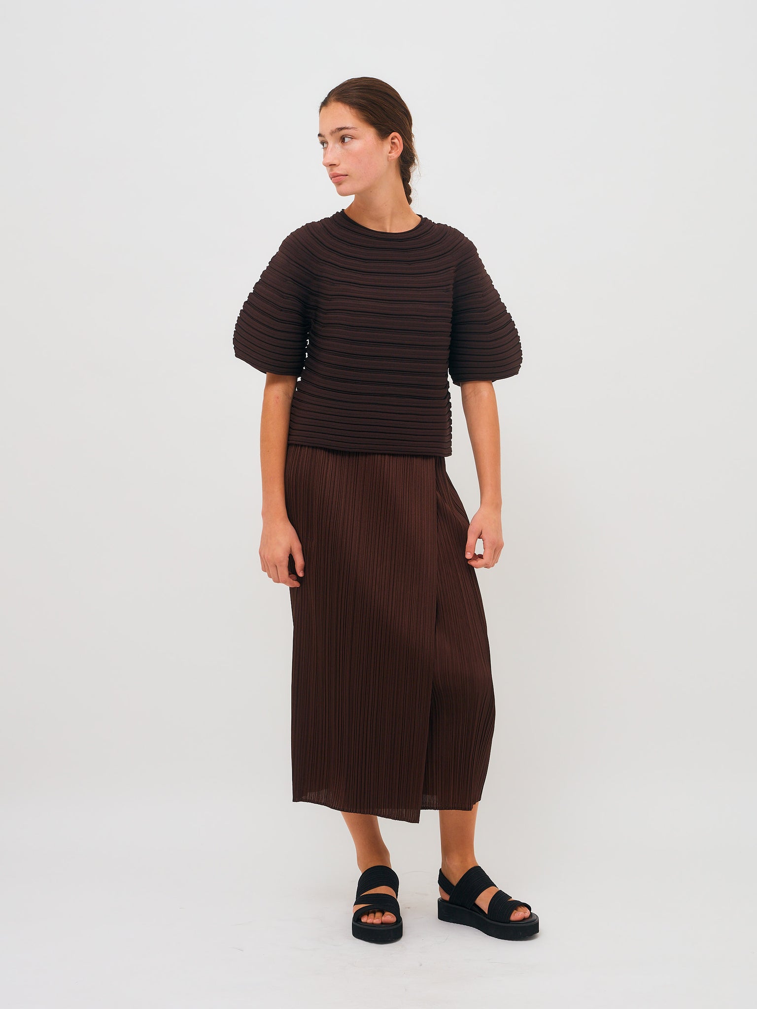 Fold Skirt Brown