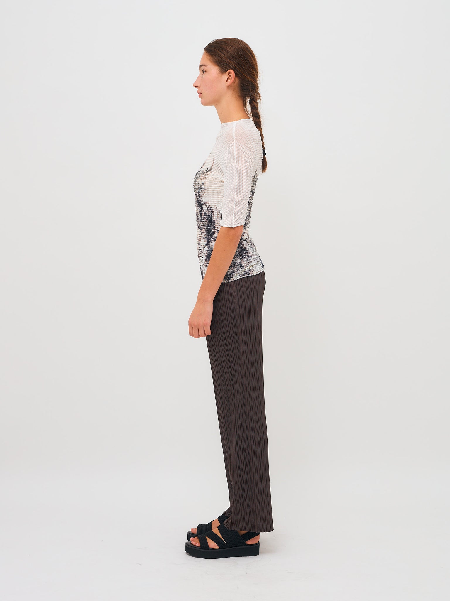 Thicker Bottoms Pleat Pants Brown-Grey