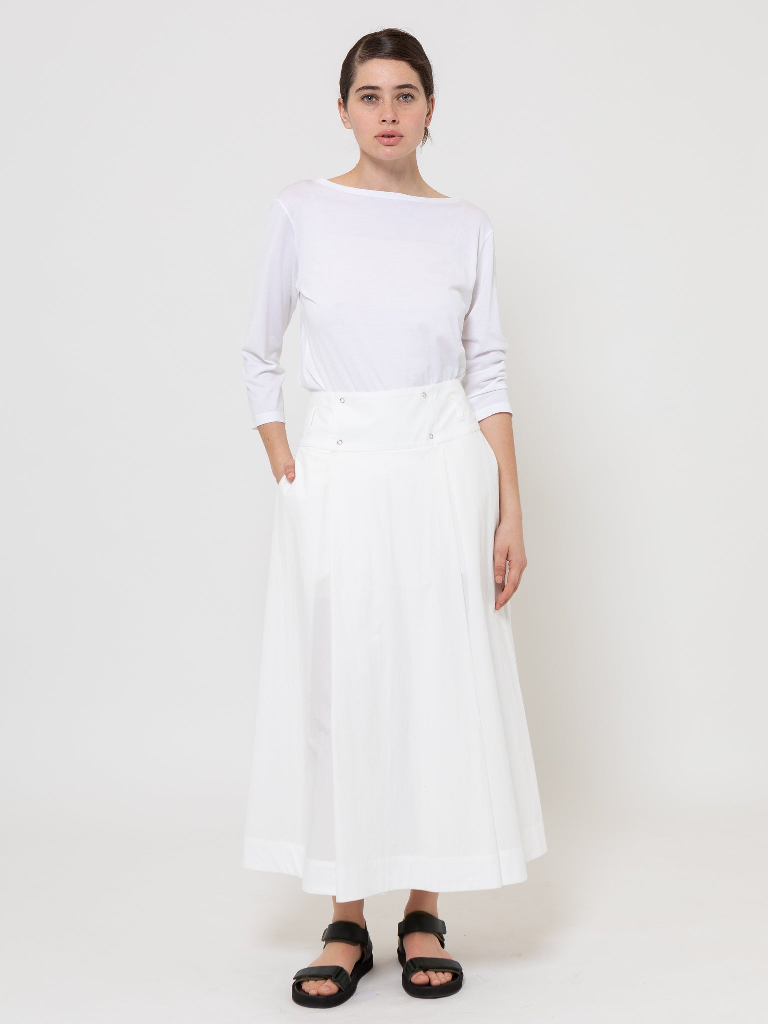 The Pleat Wrap Skirt White