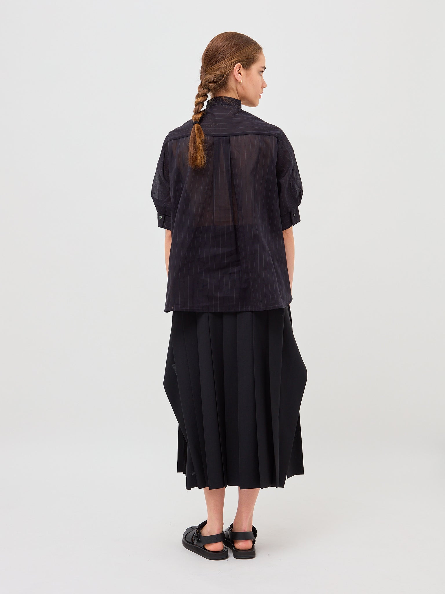 Hight Twist Voile x Knit Cardigan Black