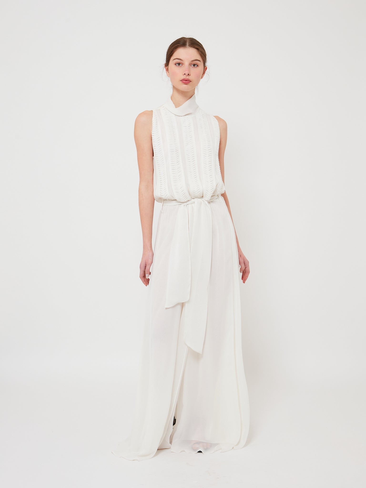 Origami Georgette Dress Ivory