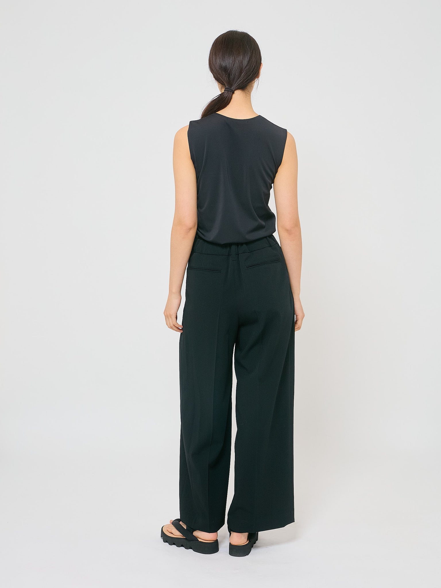 Wool Gabardine Pants Black