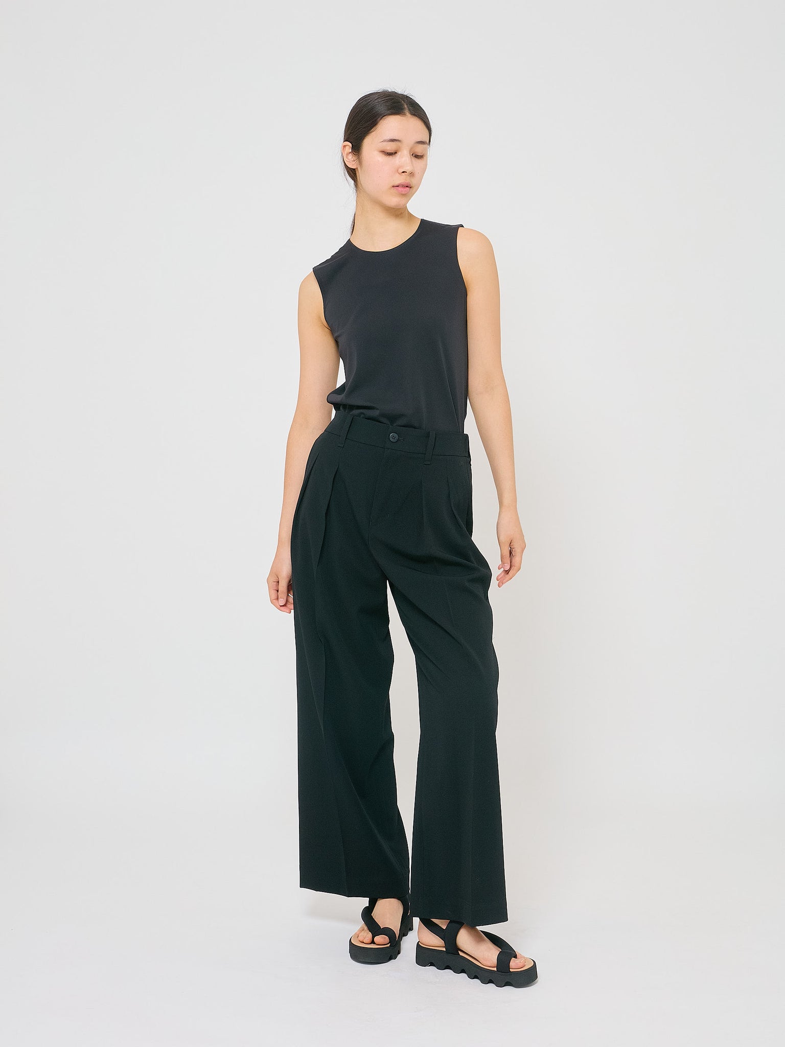 Wool Gabardine Pants Black