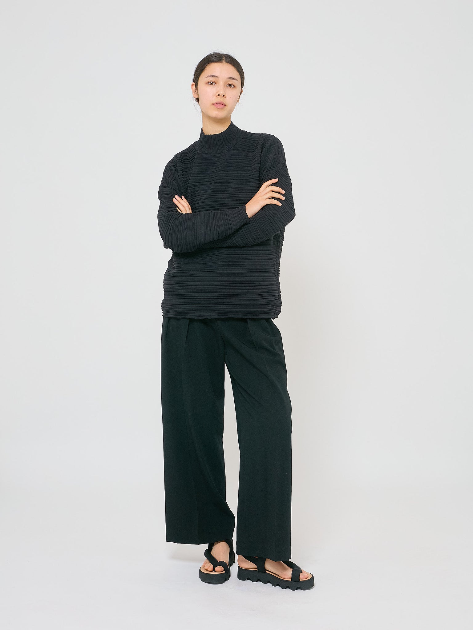 Crepe Knit Top Black