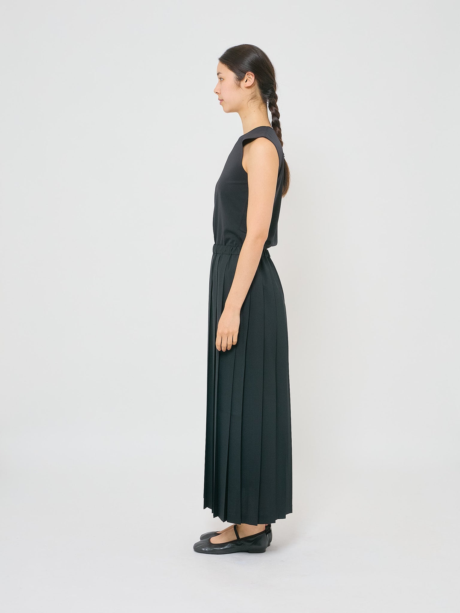 Maxi Wool Pleated Skirt Black