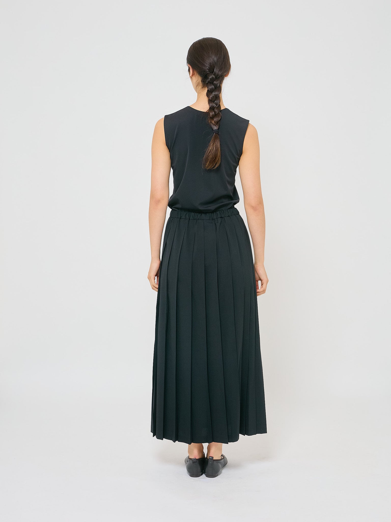 Maxi Wool Pleated Skirt Black