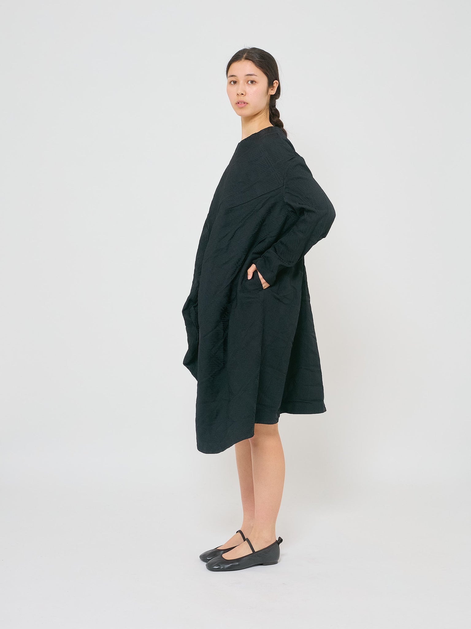 Jacquard Long Sleeve Dress Black