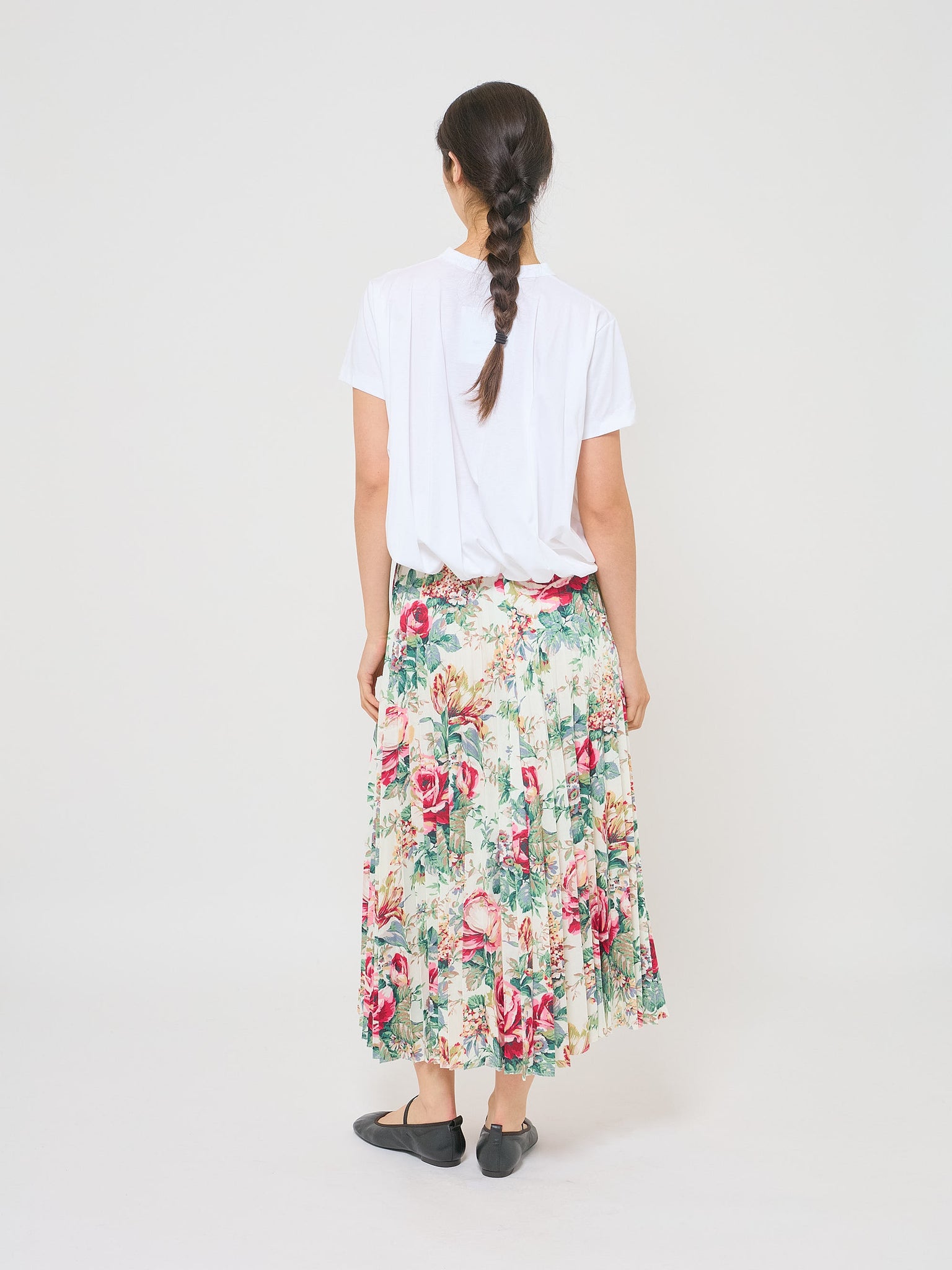 Floral Pleated Skirt Cream