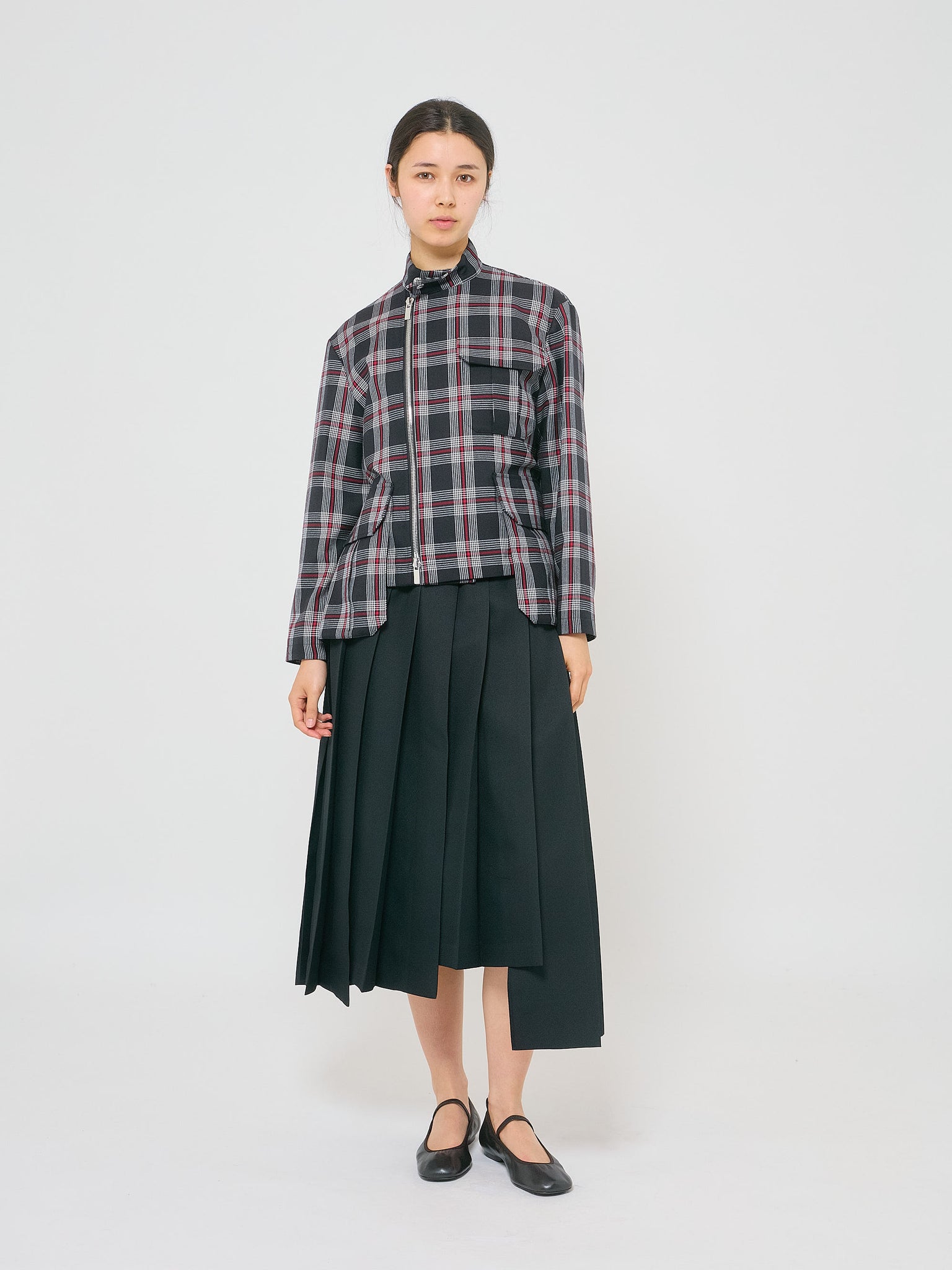 Wool Pleat Skirt Black