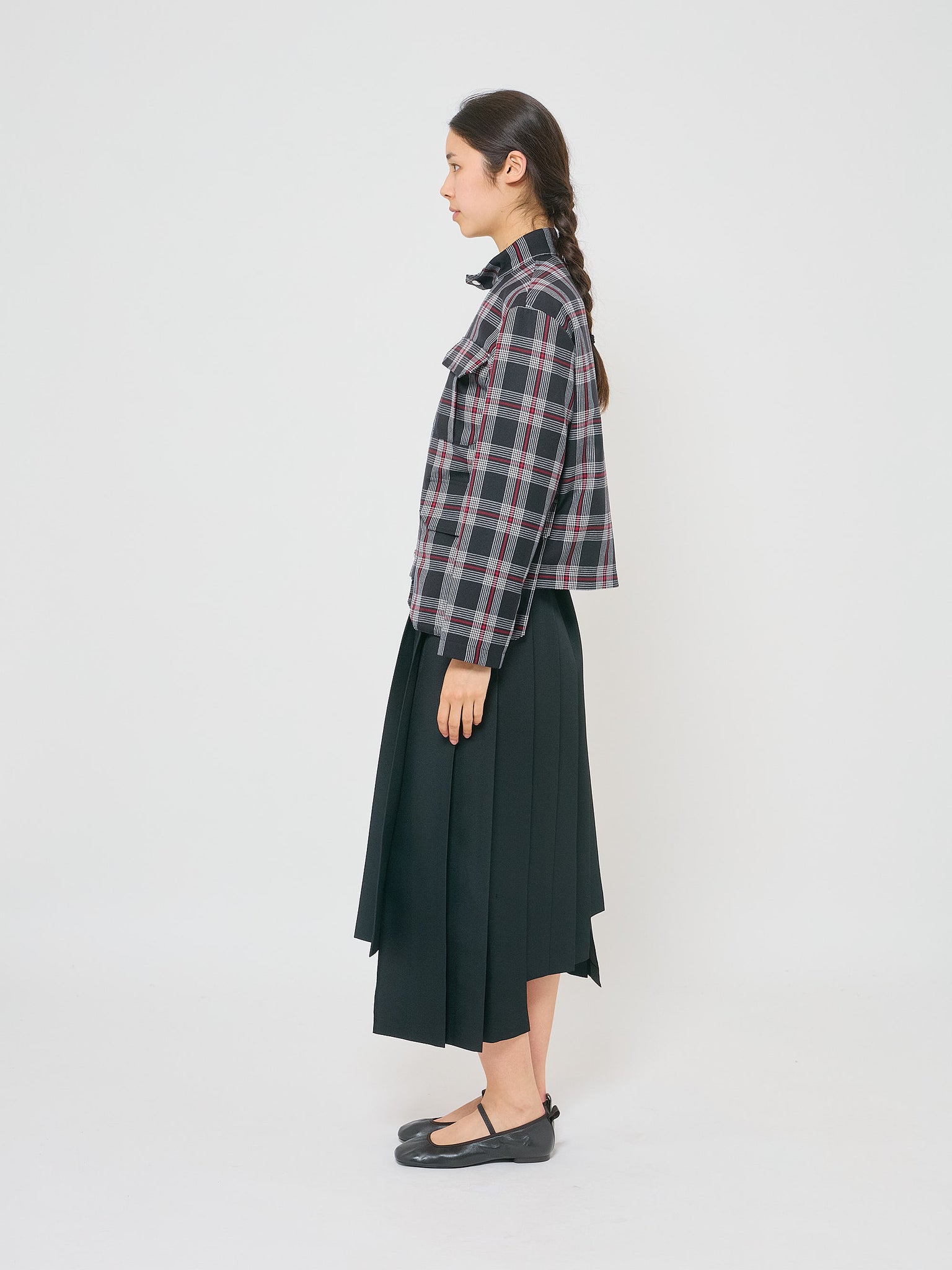 Wool Pleat Skirt Black