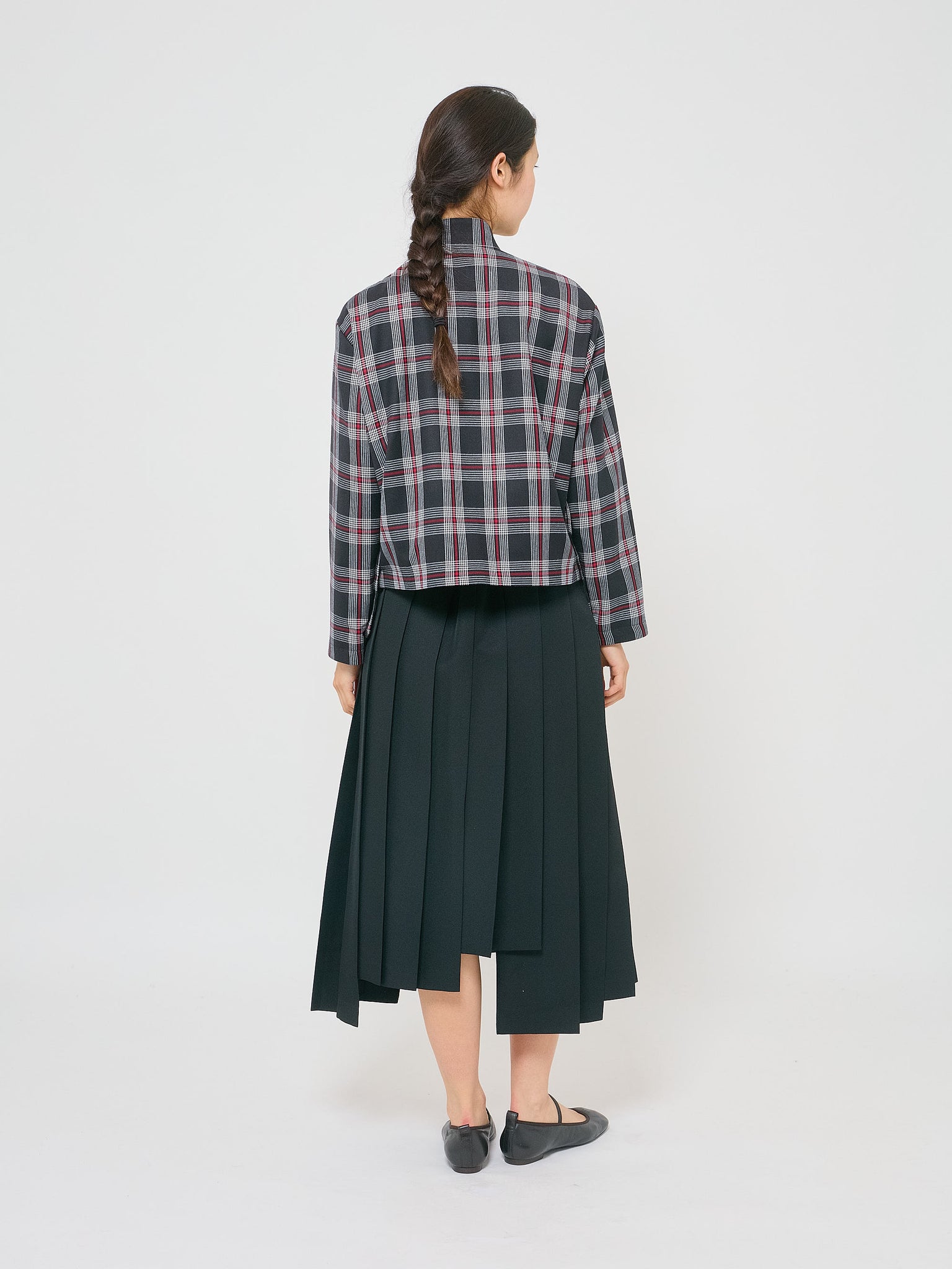 Wool Pleat Skirt Black