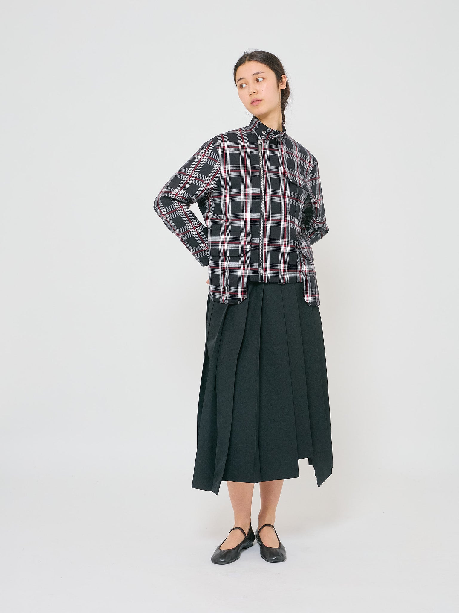 Wool Pleat Skirt Black