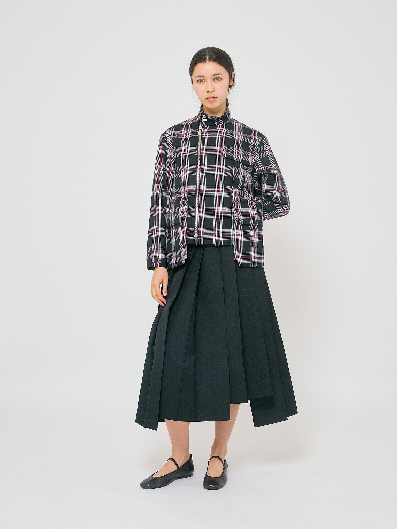 Wool Pleat Skirt Black