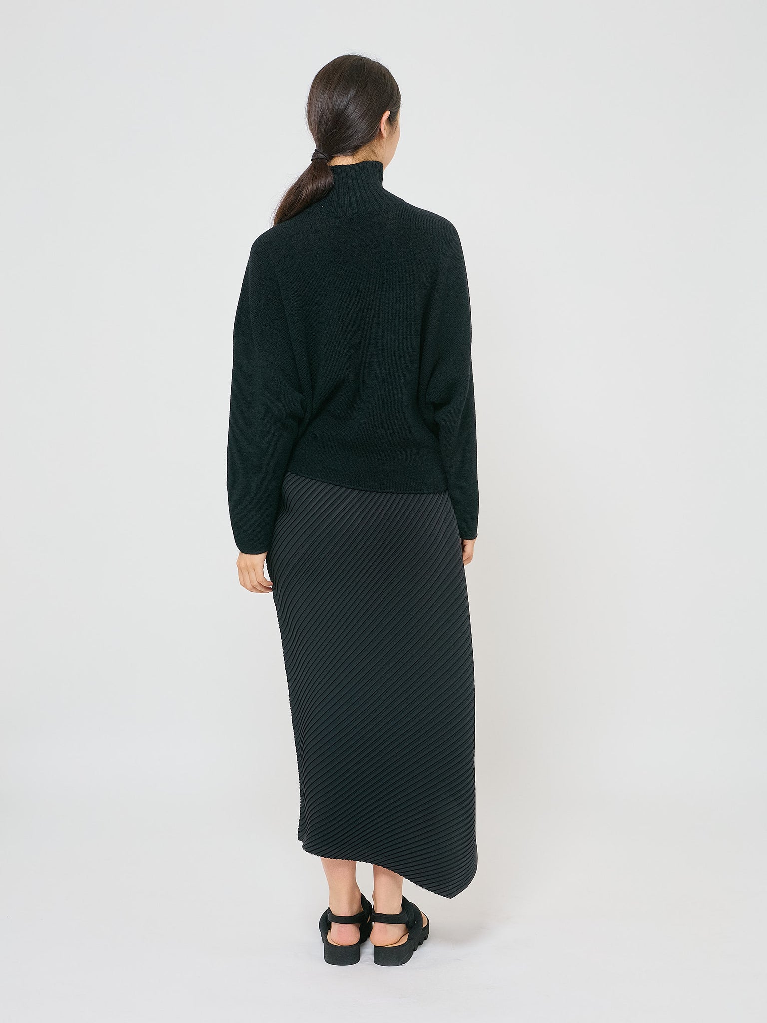 Stretch Wool Pullover Knit  Black