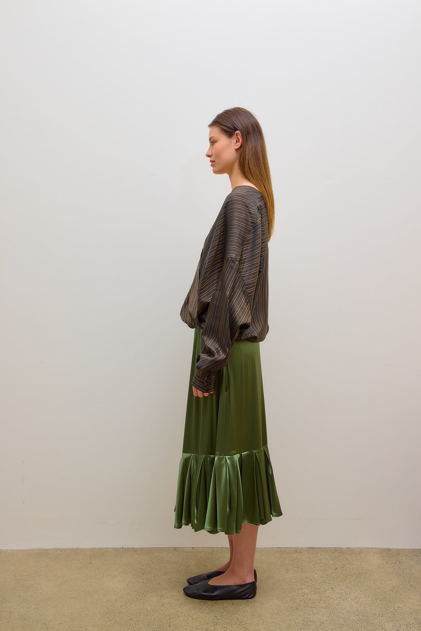 Spritty Skirt Silk Khaki