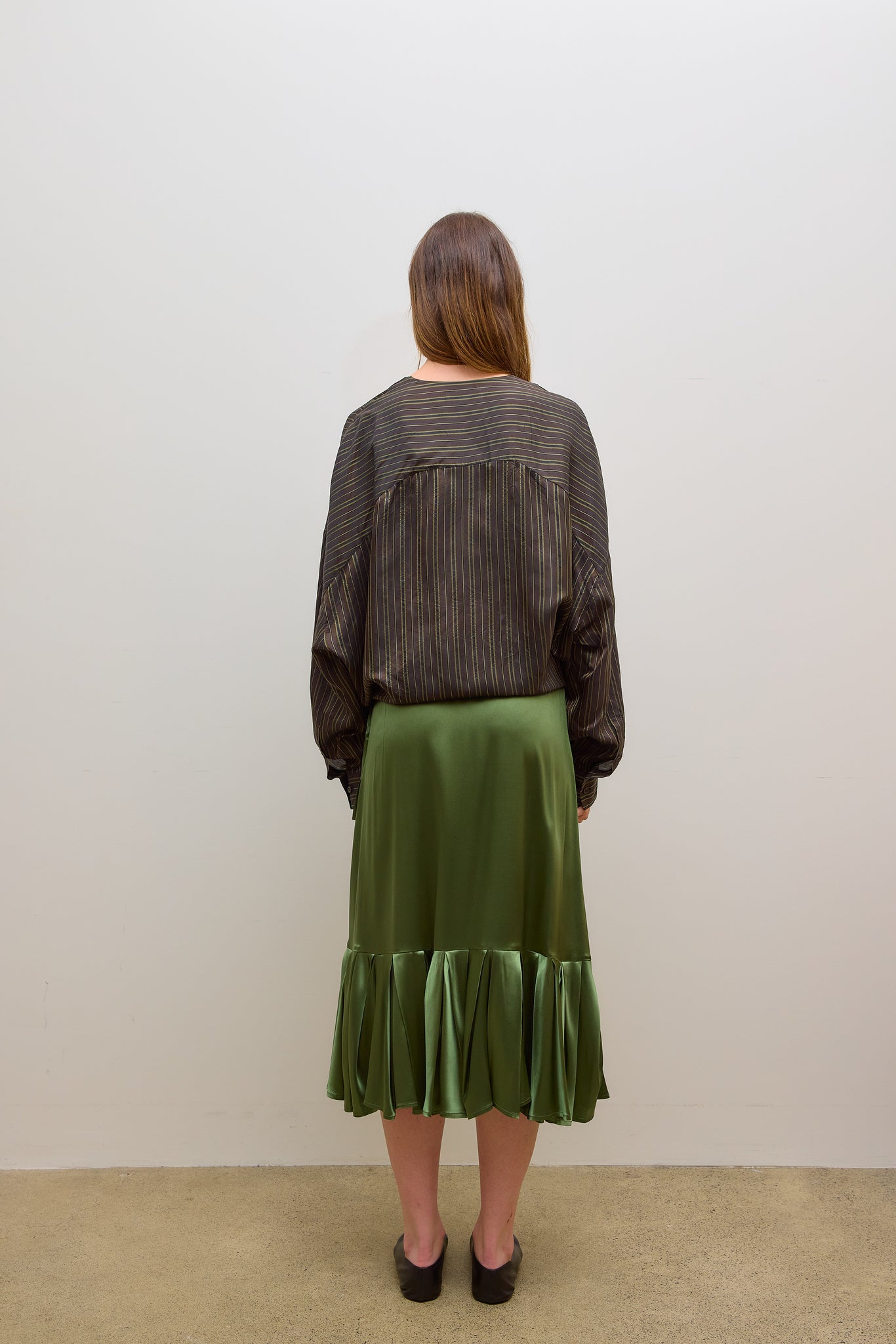 Spritty Skirt Silk Khaki