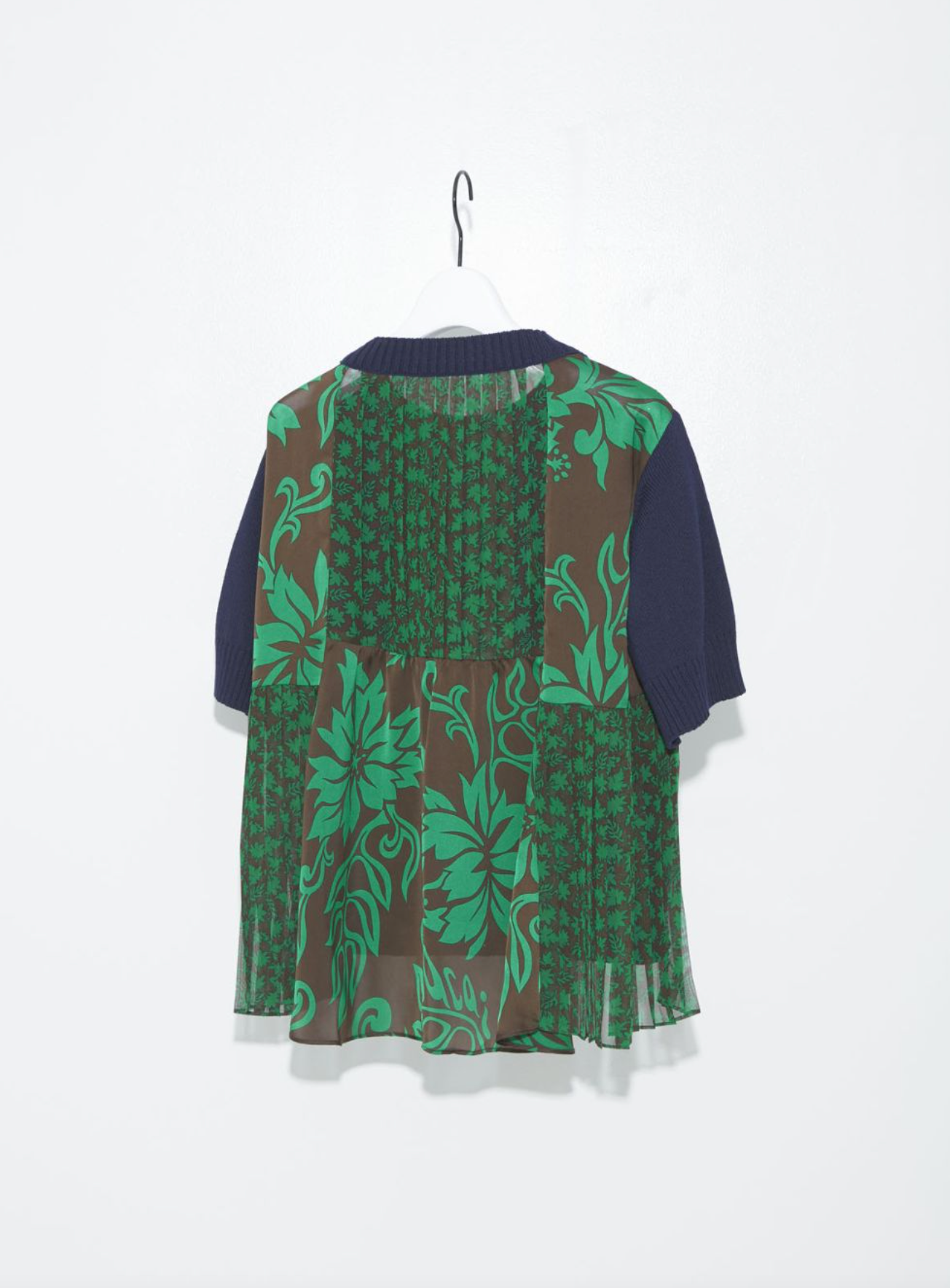 Floral Print Knit Pullover Navy Green