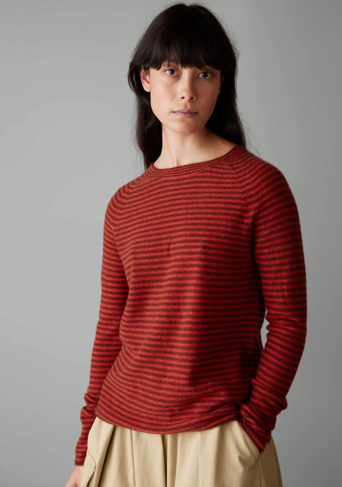 Wool Cashmere Neat Sweater Red Earth Harissa