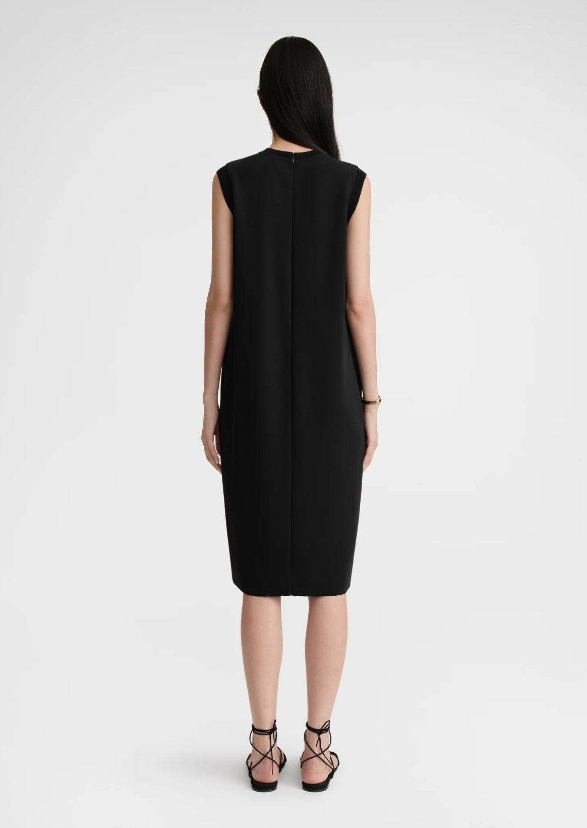 Rib Edge Shift Dress Black