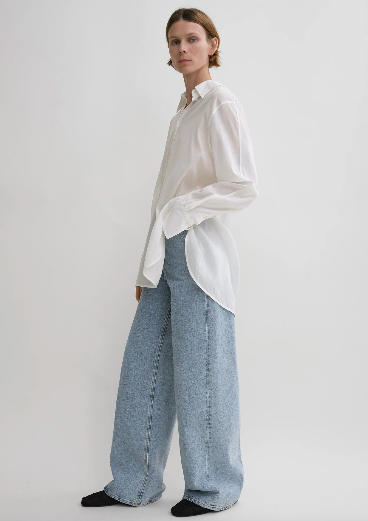 Kimono Sleeve Cotton Shirt Off White