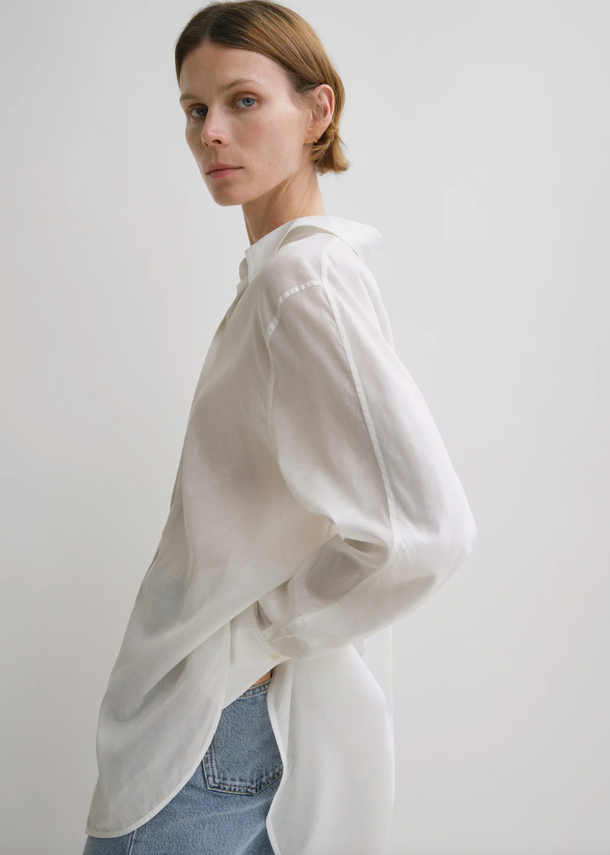 Kimono Sleeve Cotton Shirt Off White