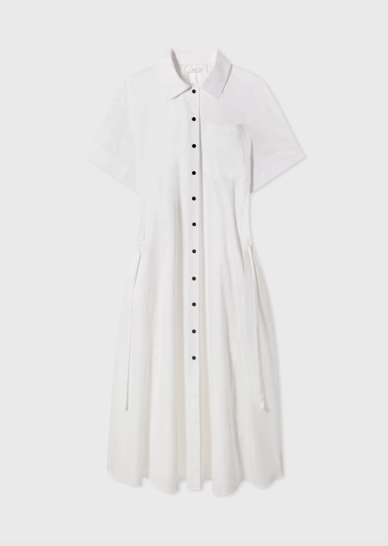 Gathered Waist Dress White