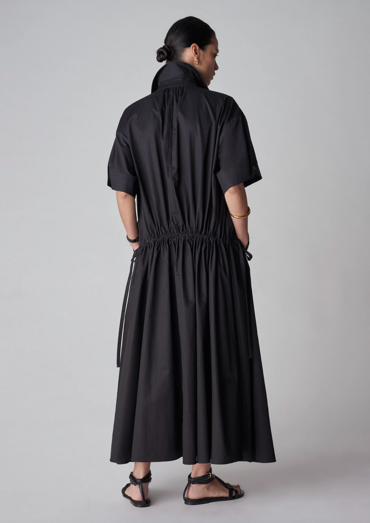 Gathered Waist Dress Black