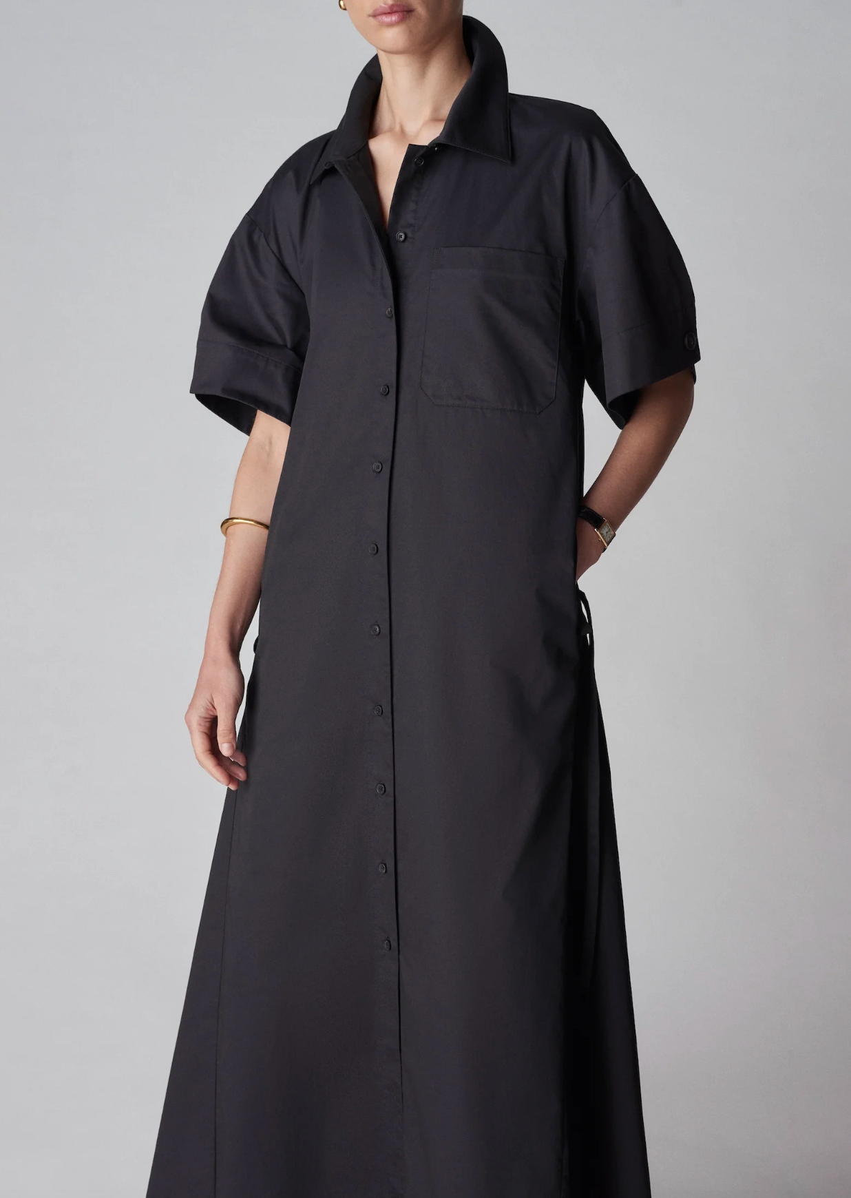 Gathered Waist Dress Black