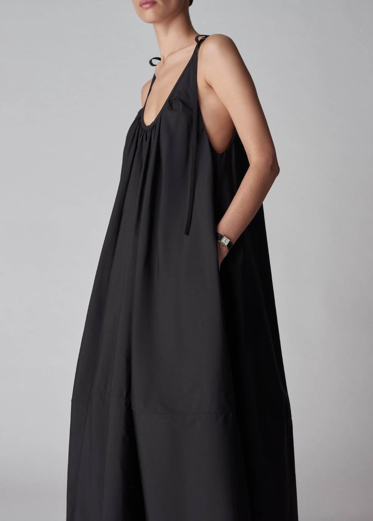 Gathered Maxi Dress Black