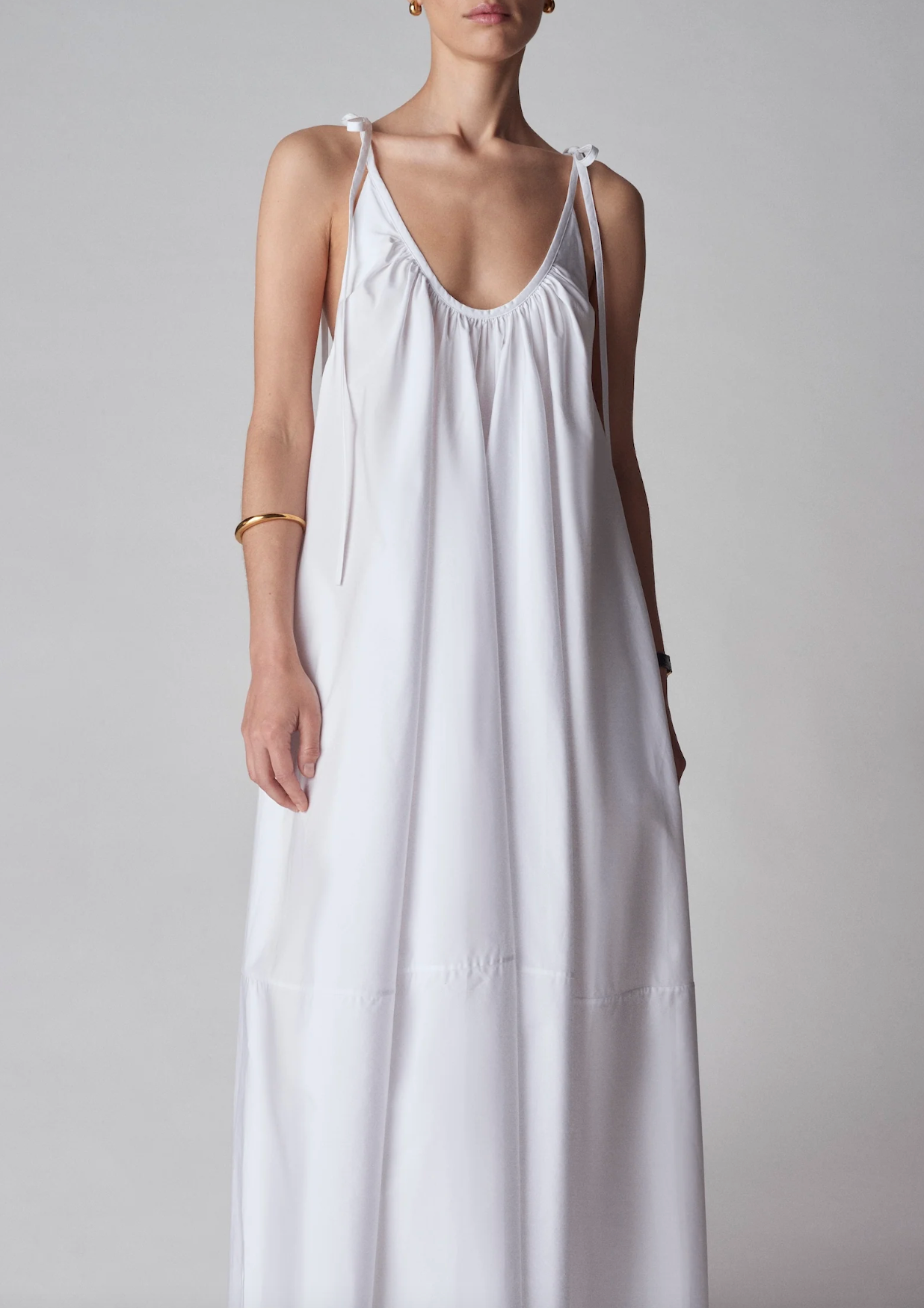 Gathered Maxi Dress White