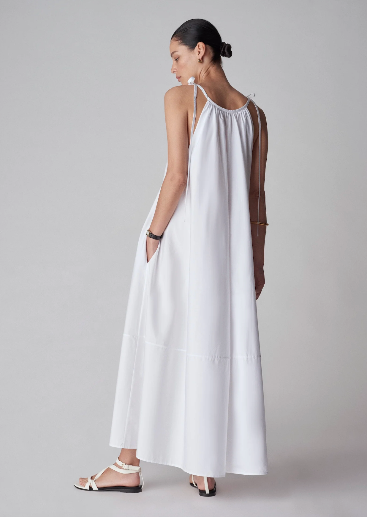 Gathered Maxi Dress White