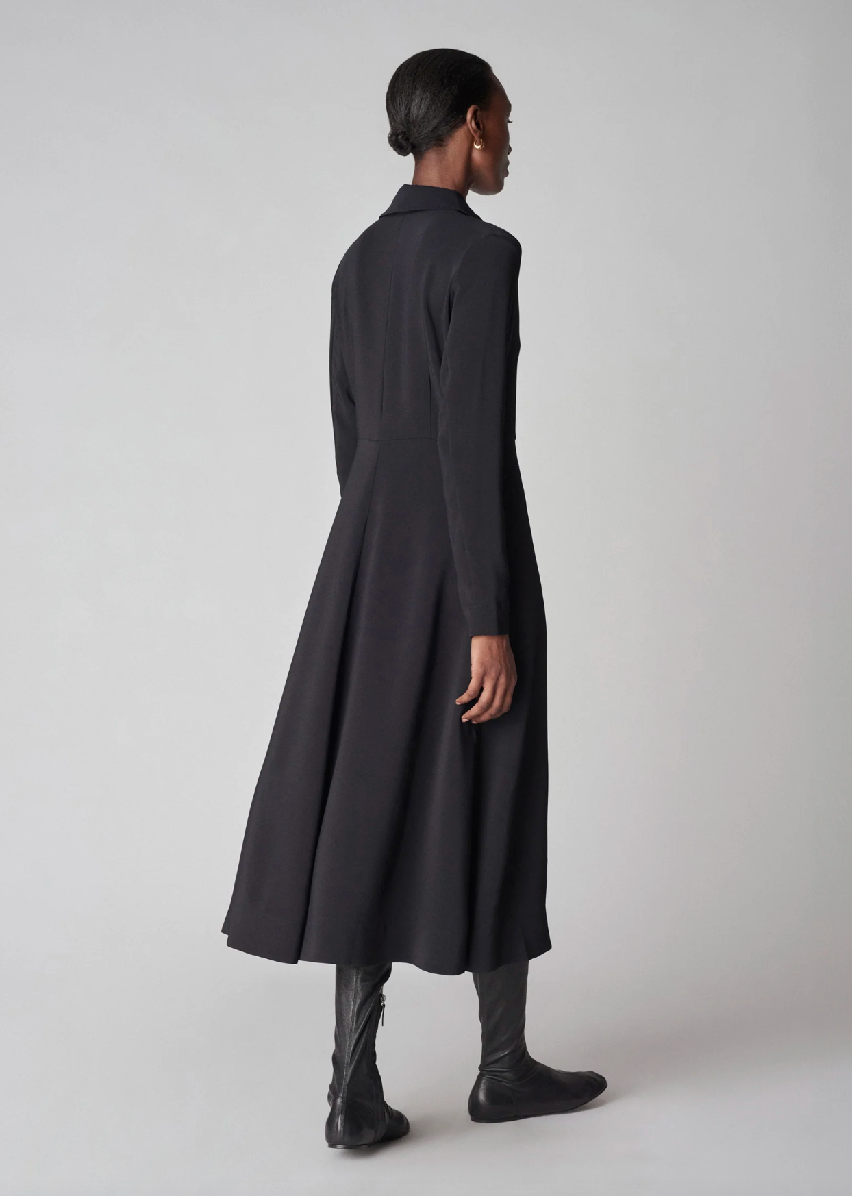 Long Sleeve Shirt Dress Black