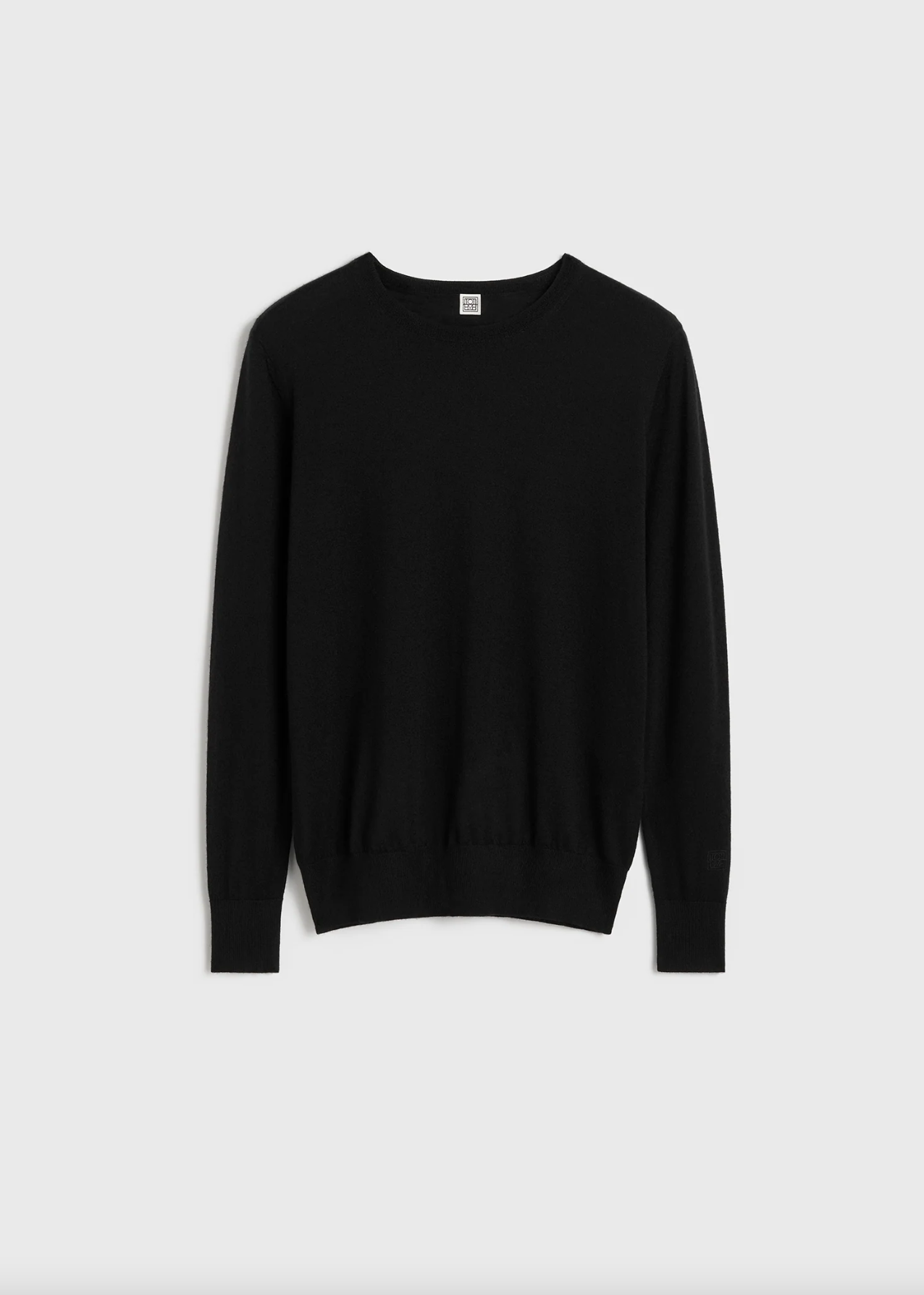 Fine Crew Neck Knit Black Wool Silk