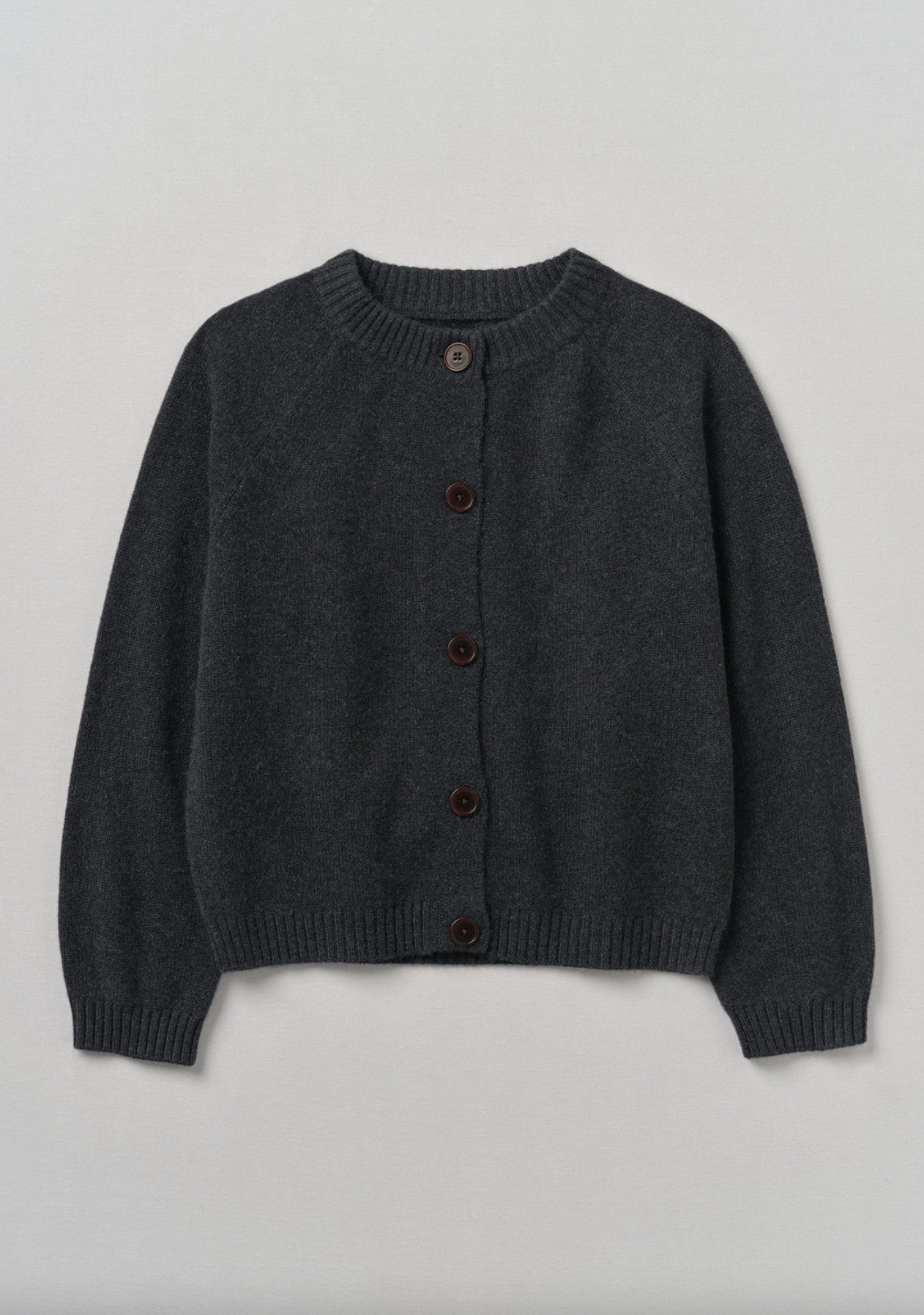 Eden Wool Cashmere Raglan Cardigan Charcoal