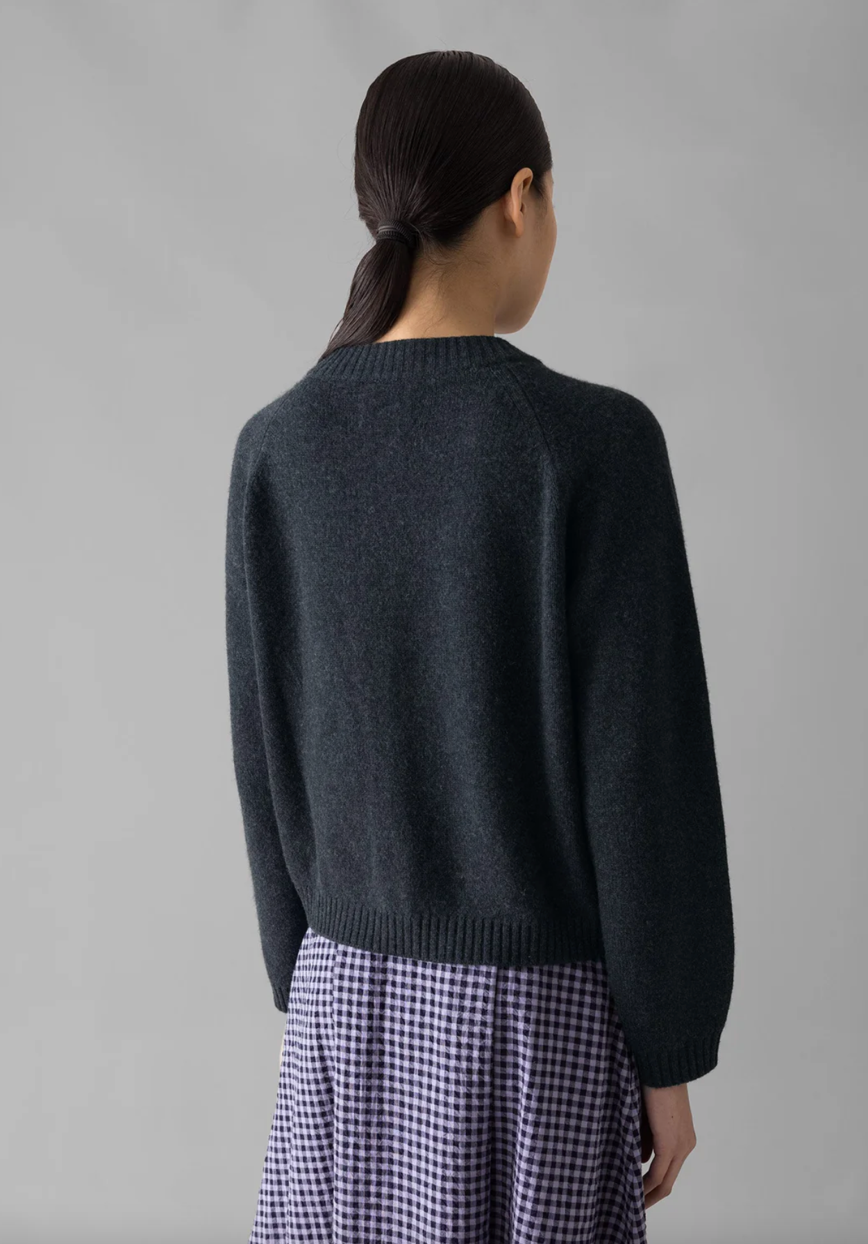 Eden Wool Cashmere Raglan Cardigan Charcoal