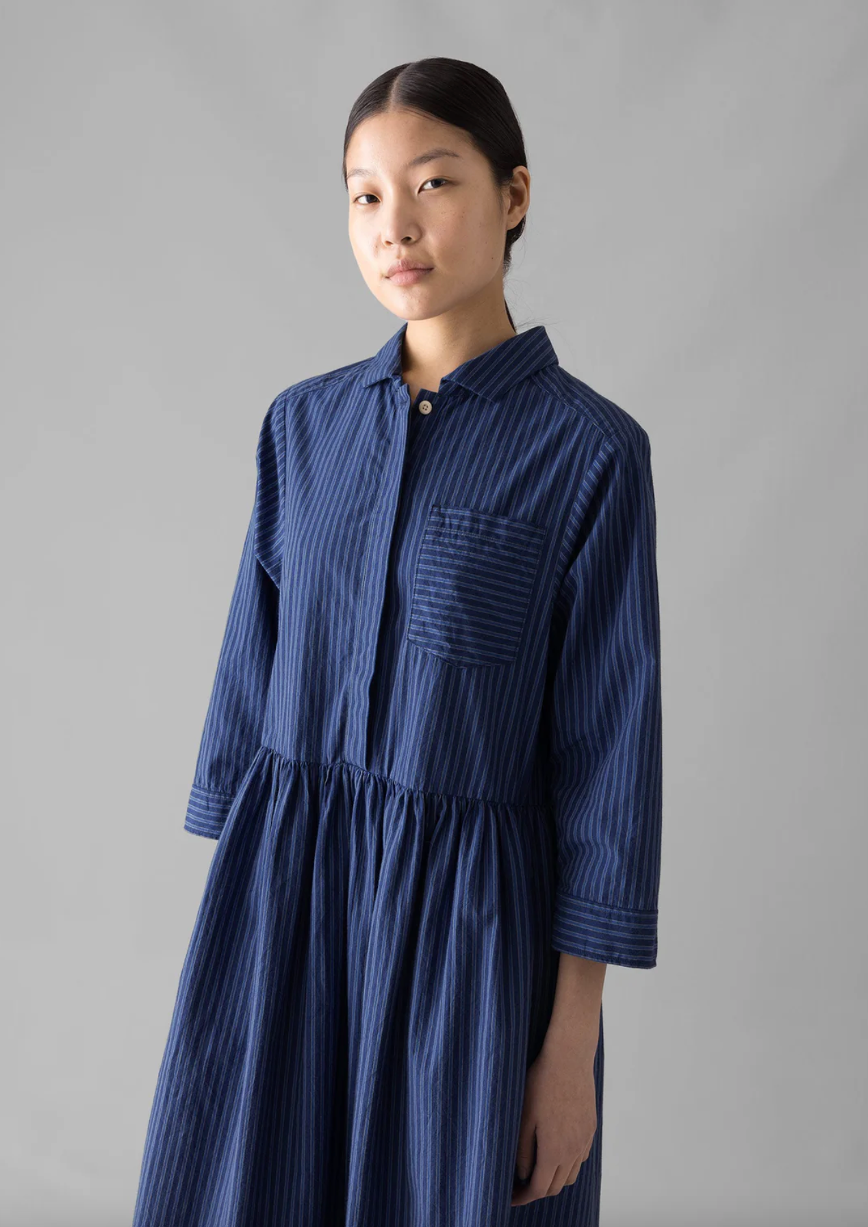 Stripe Poplin Dress Blue Tourmaline