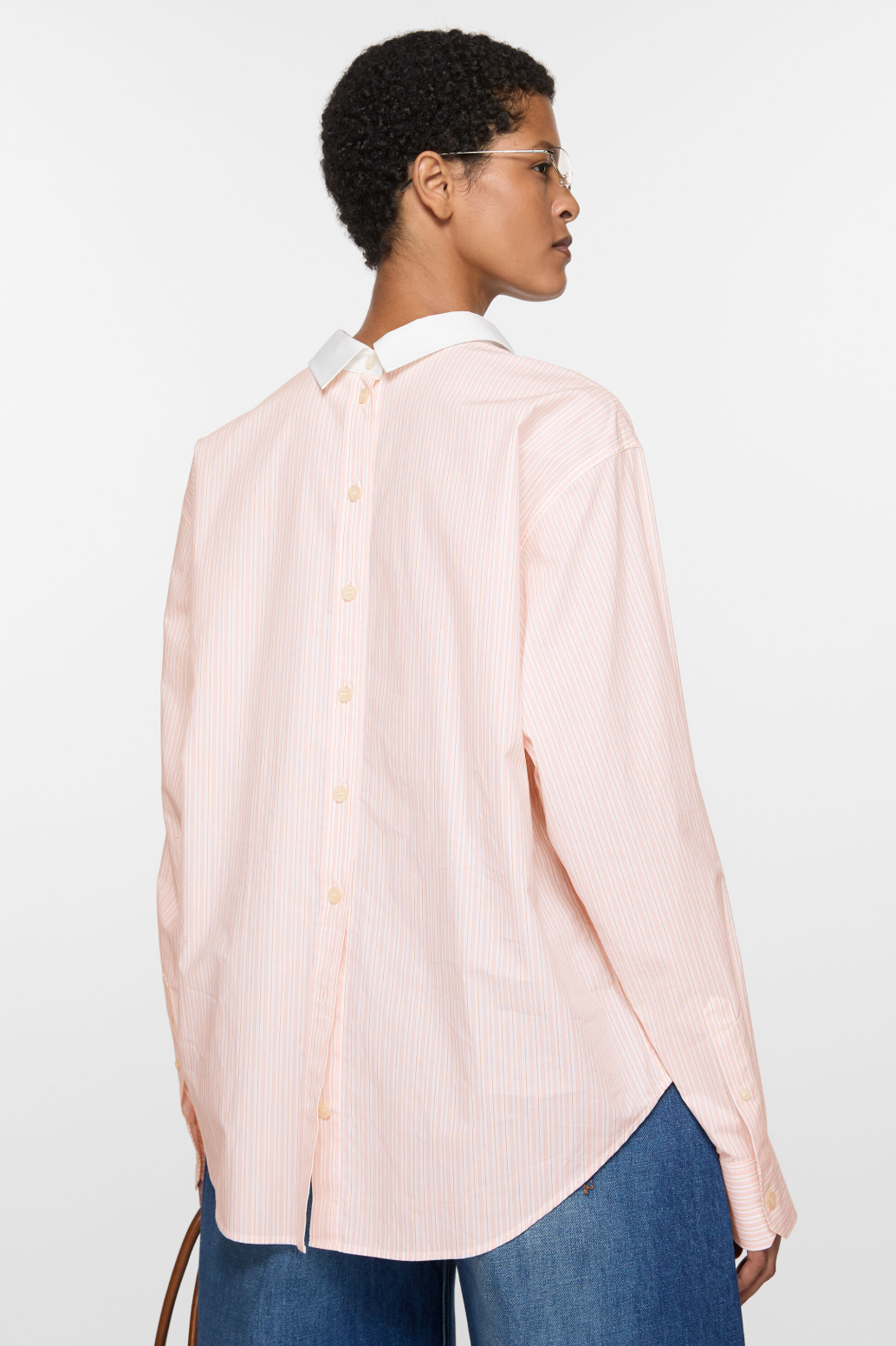 Stripe Shirt Salmon Pink White