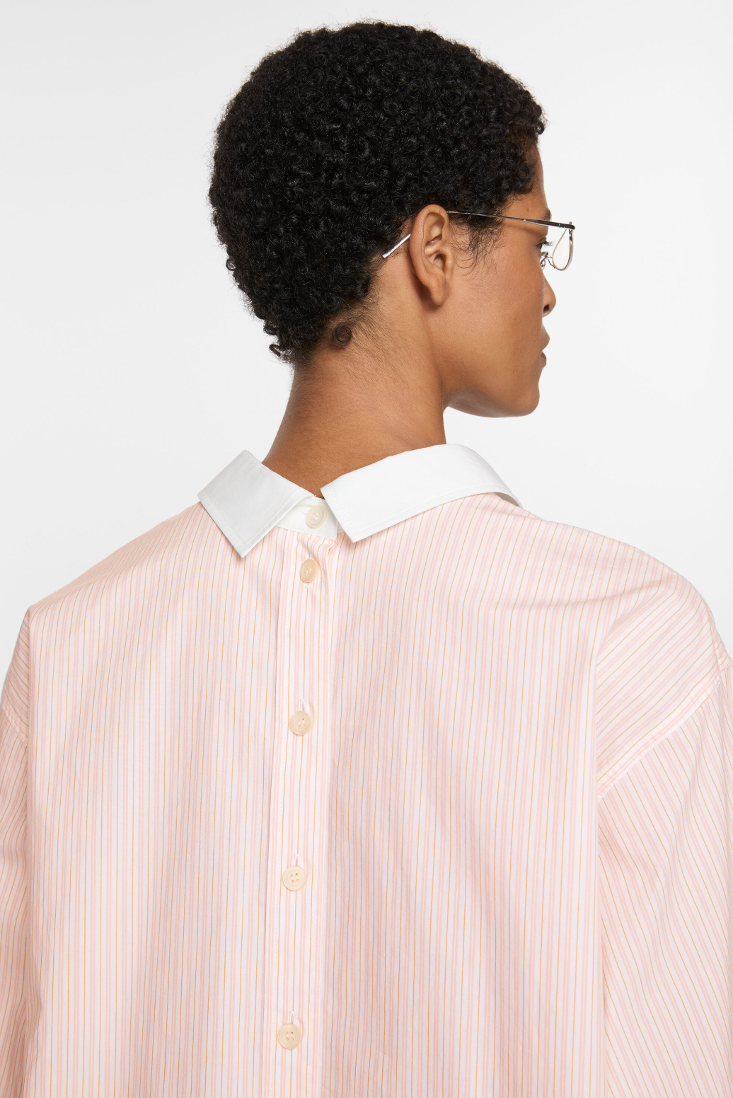 Stripe Shirt Salmon Pink White